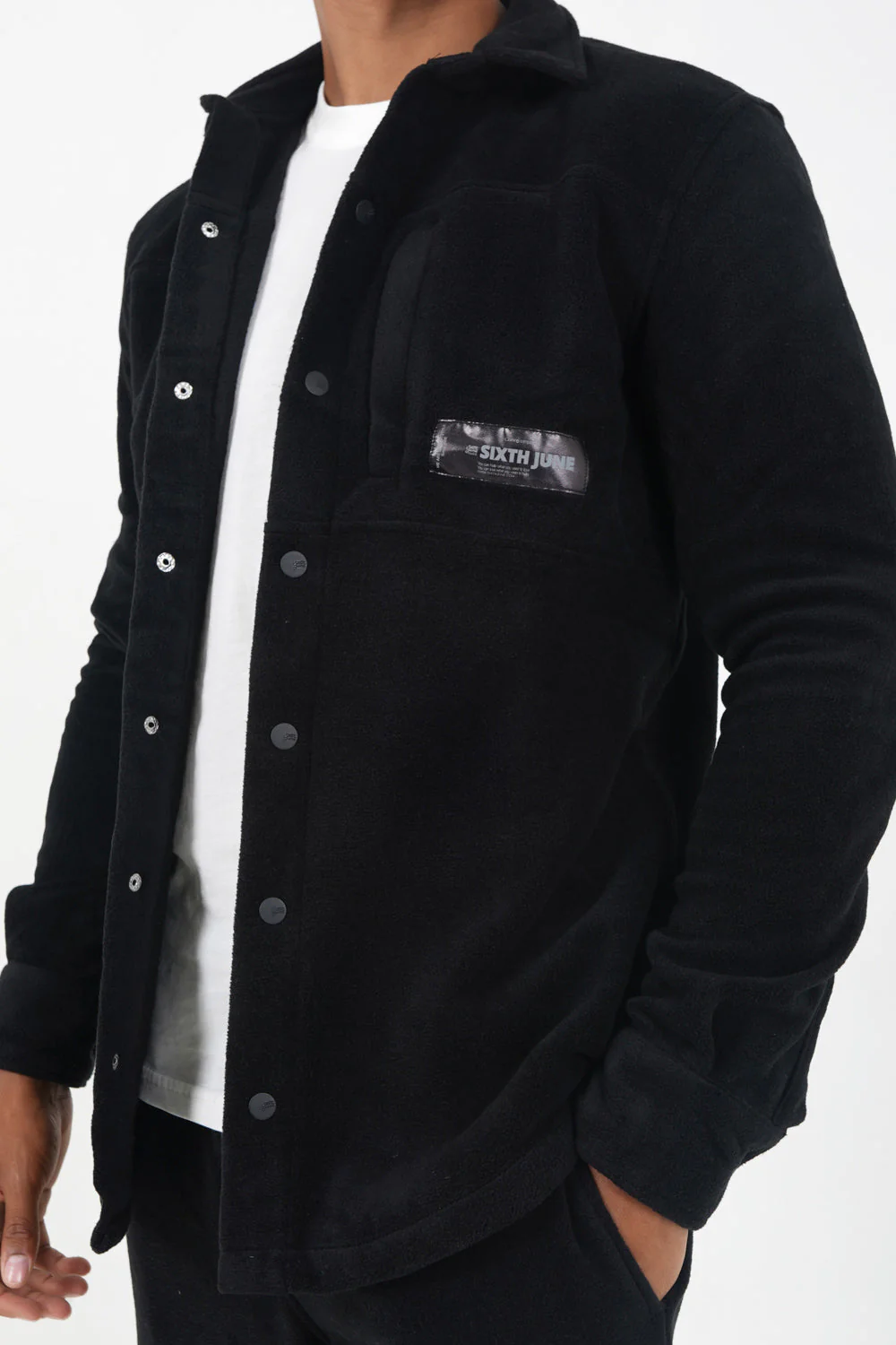 Surchemise polaire boutons Noir - Image 3