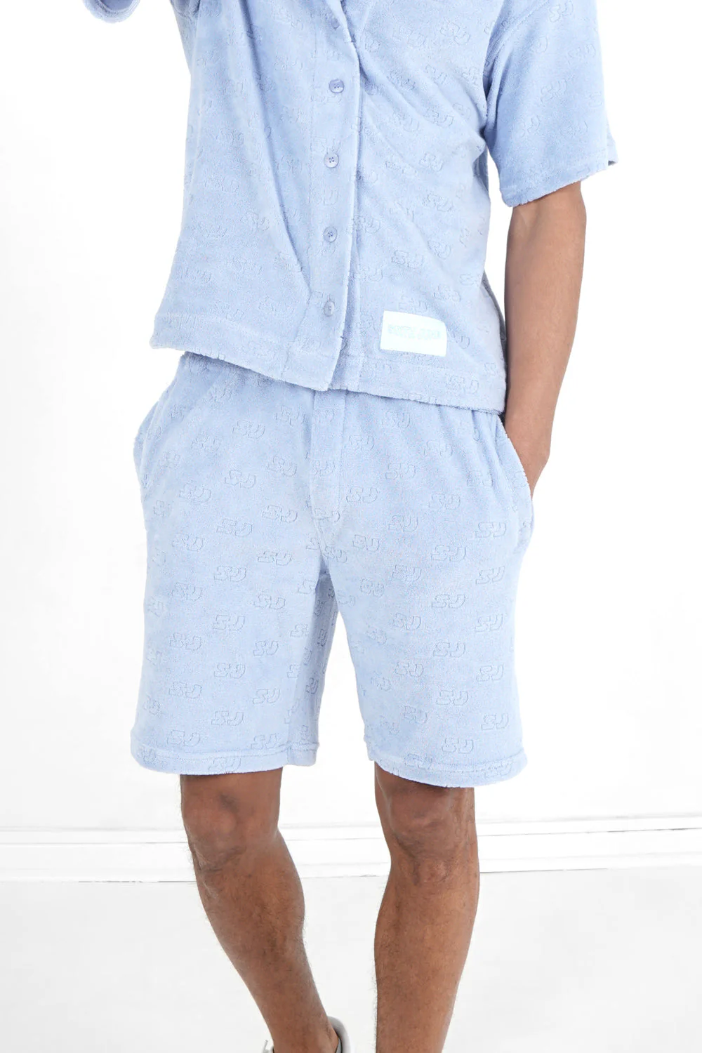 Short towel monogramme Bleu clair