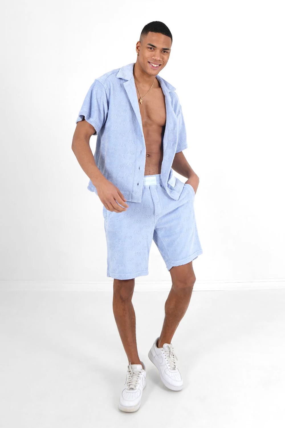Short towel monogramme Bleu clair - Image 2