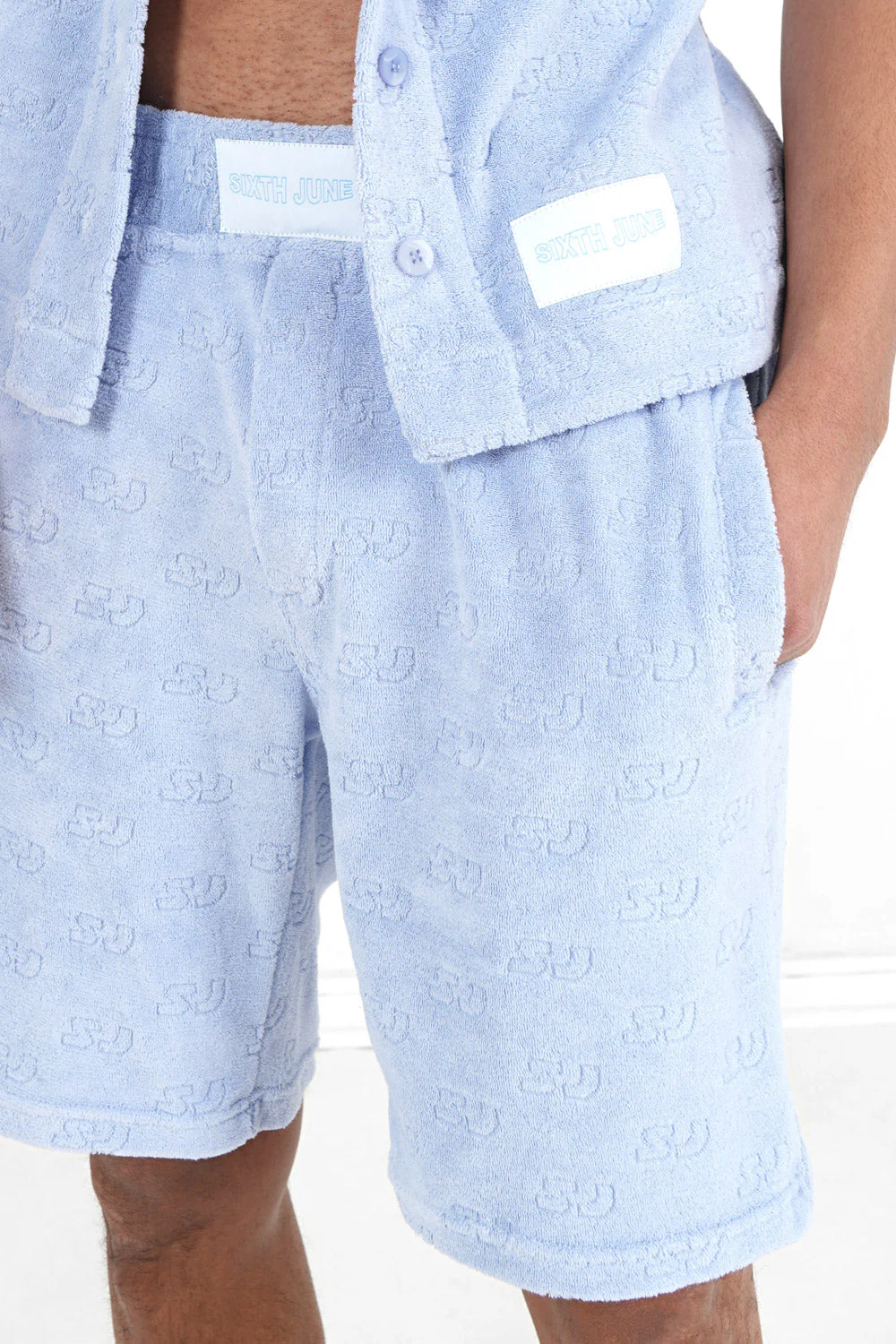Short towel monogramme Bleu clair - Image 3