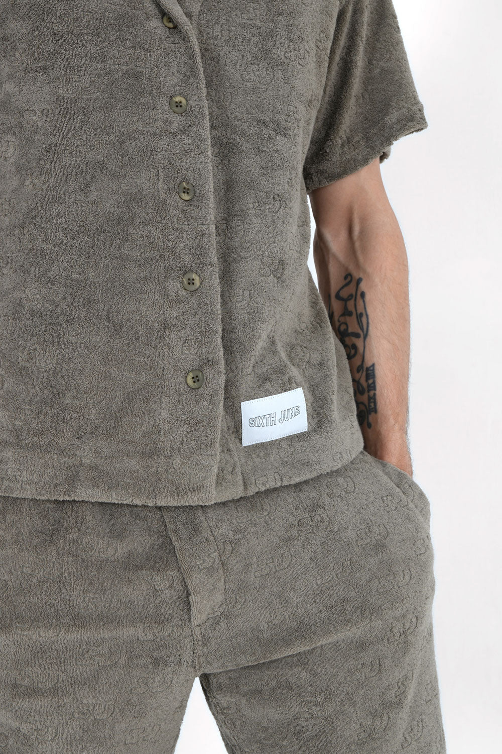 Short towel monogramme Vert kaki - Image 3