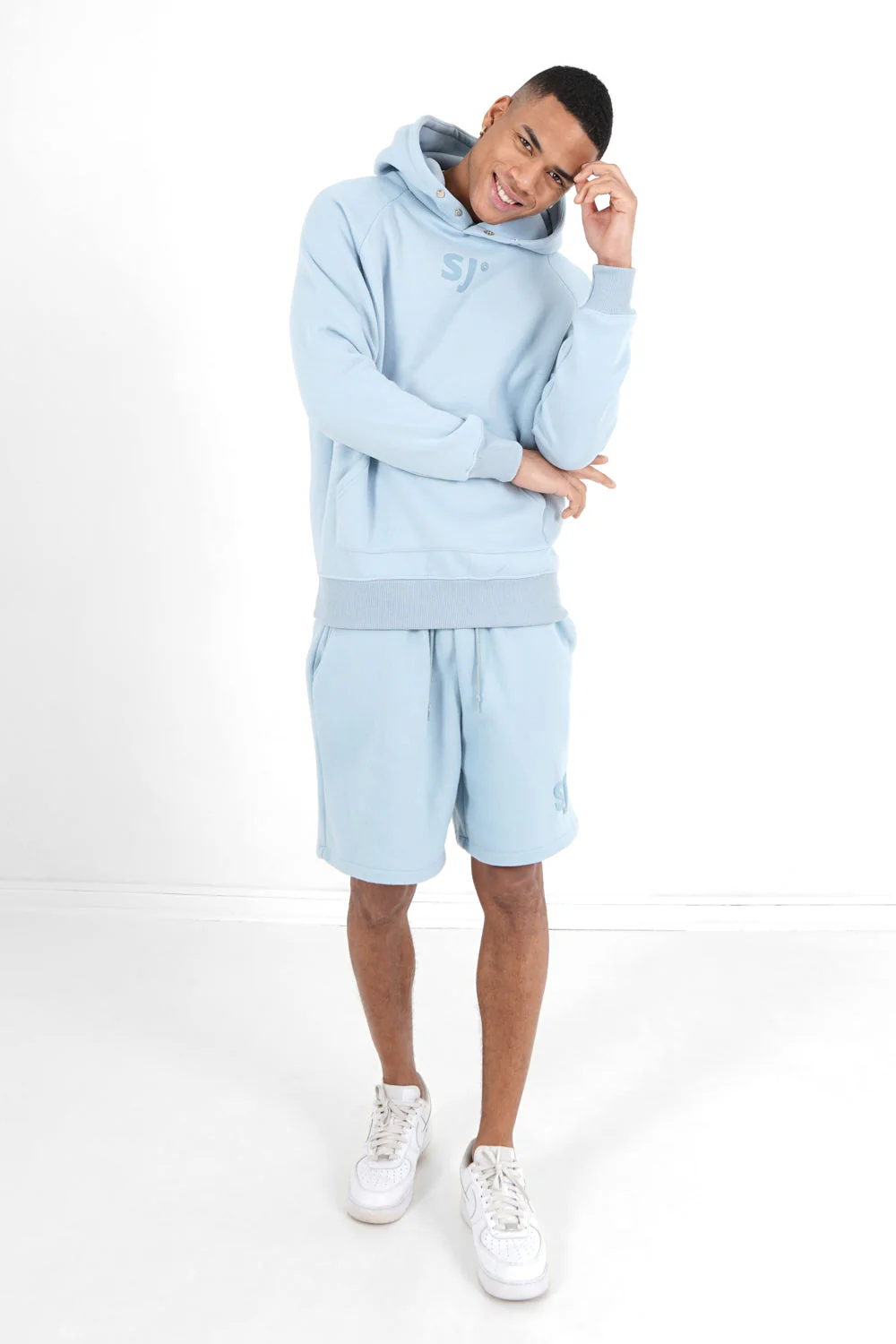 Sweatshirt capuche logo imprimé Bleu - Image 2