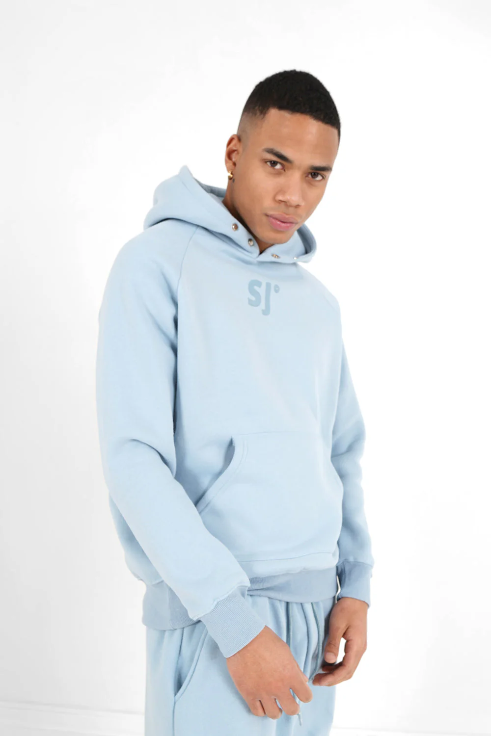 Sweatshirt capuche logo imprimé Bleu - Image 4