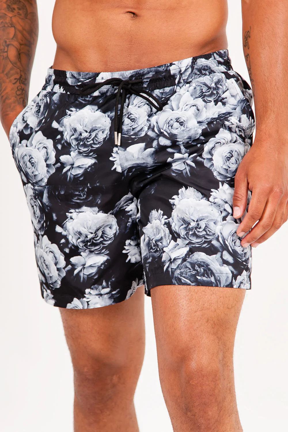 Short bain imprimé fleur noir blanc - Image 2