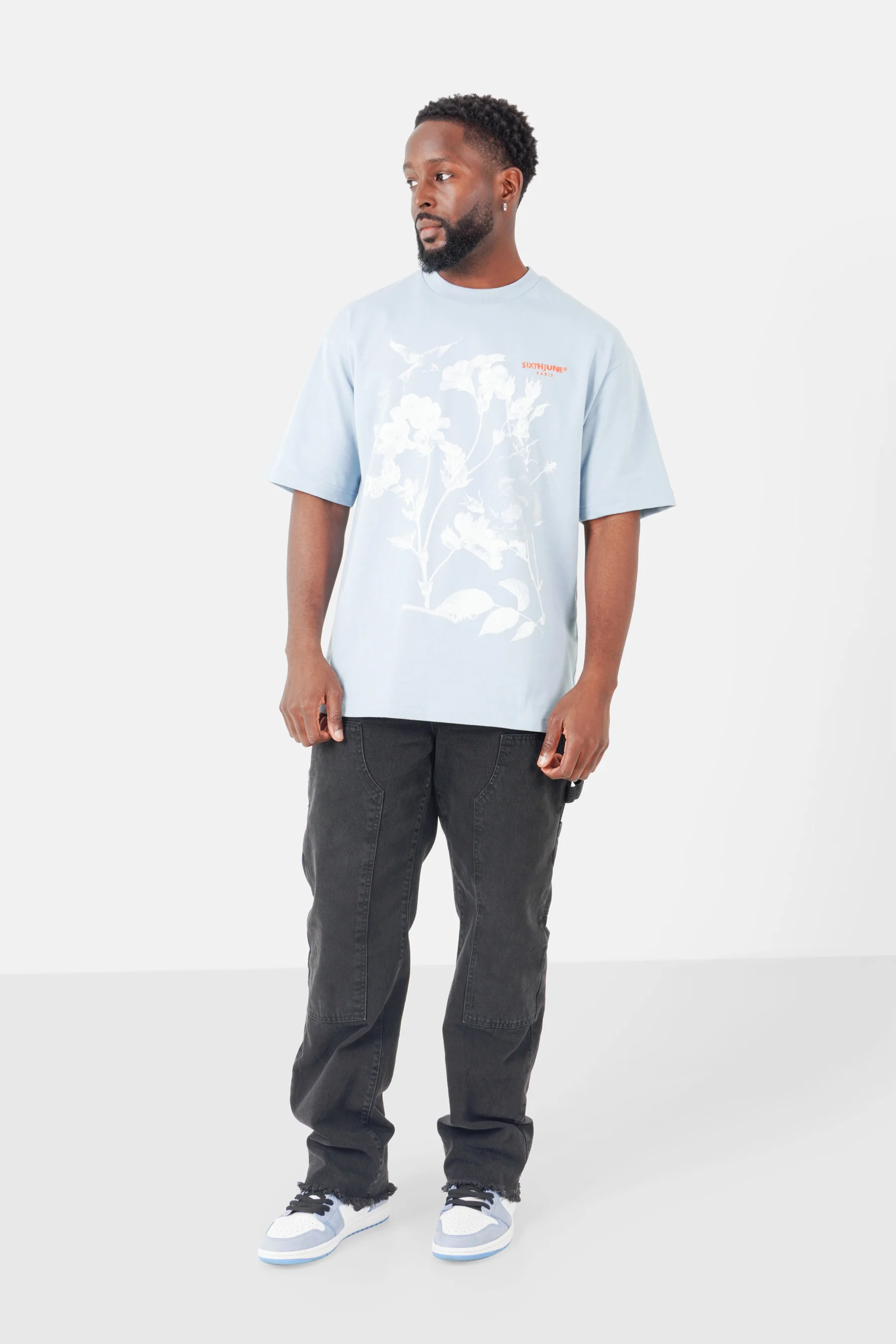 T-shirt floral logo brodé Bleu clair - Image 2