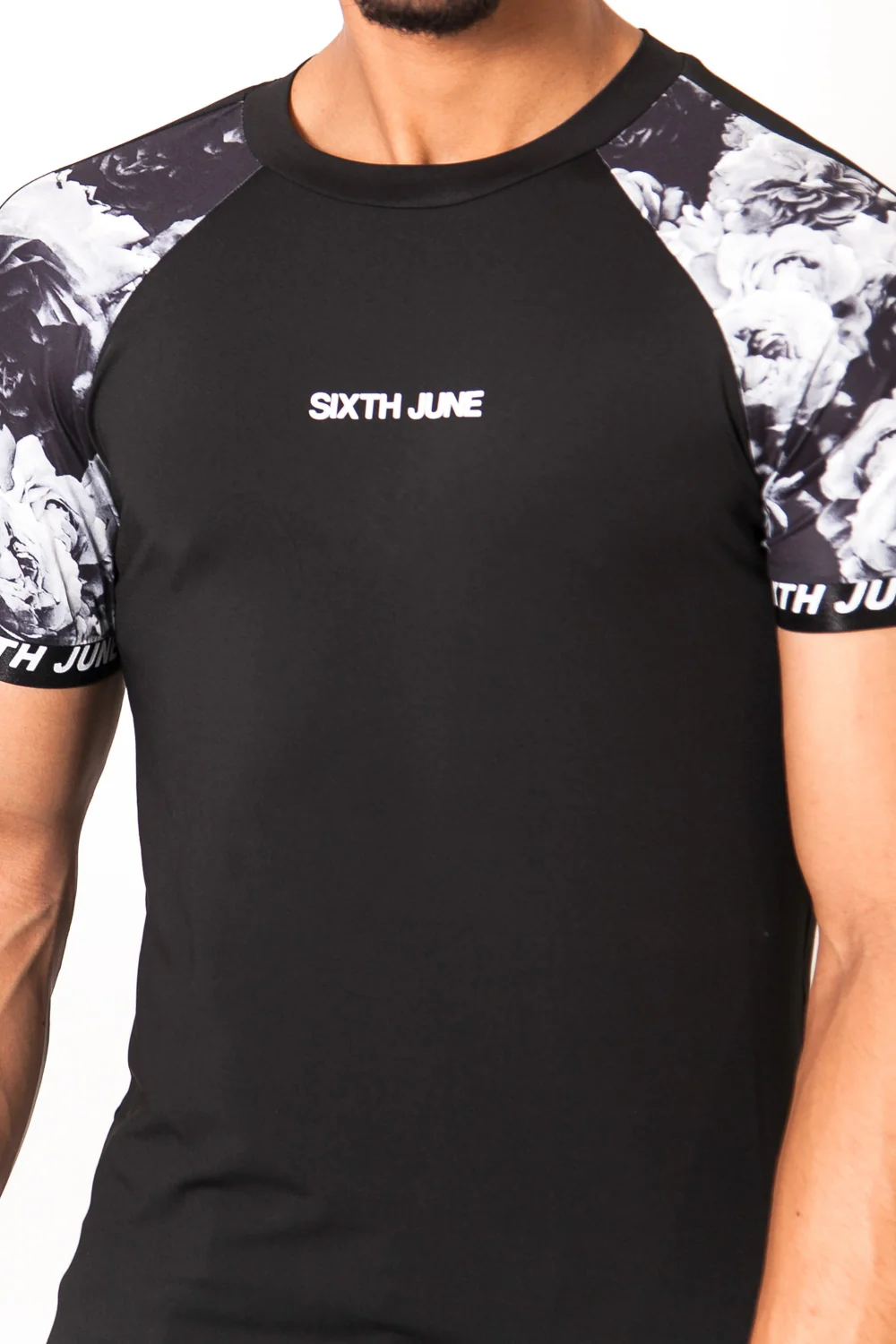 T-shirt rose bicolore imprimé Noir - Image 2