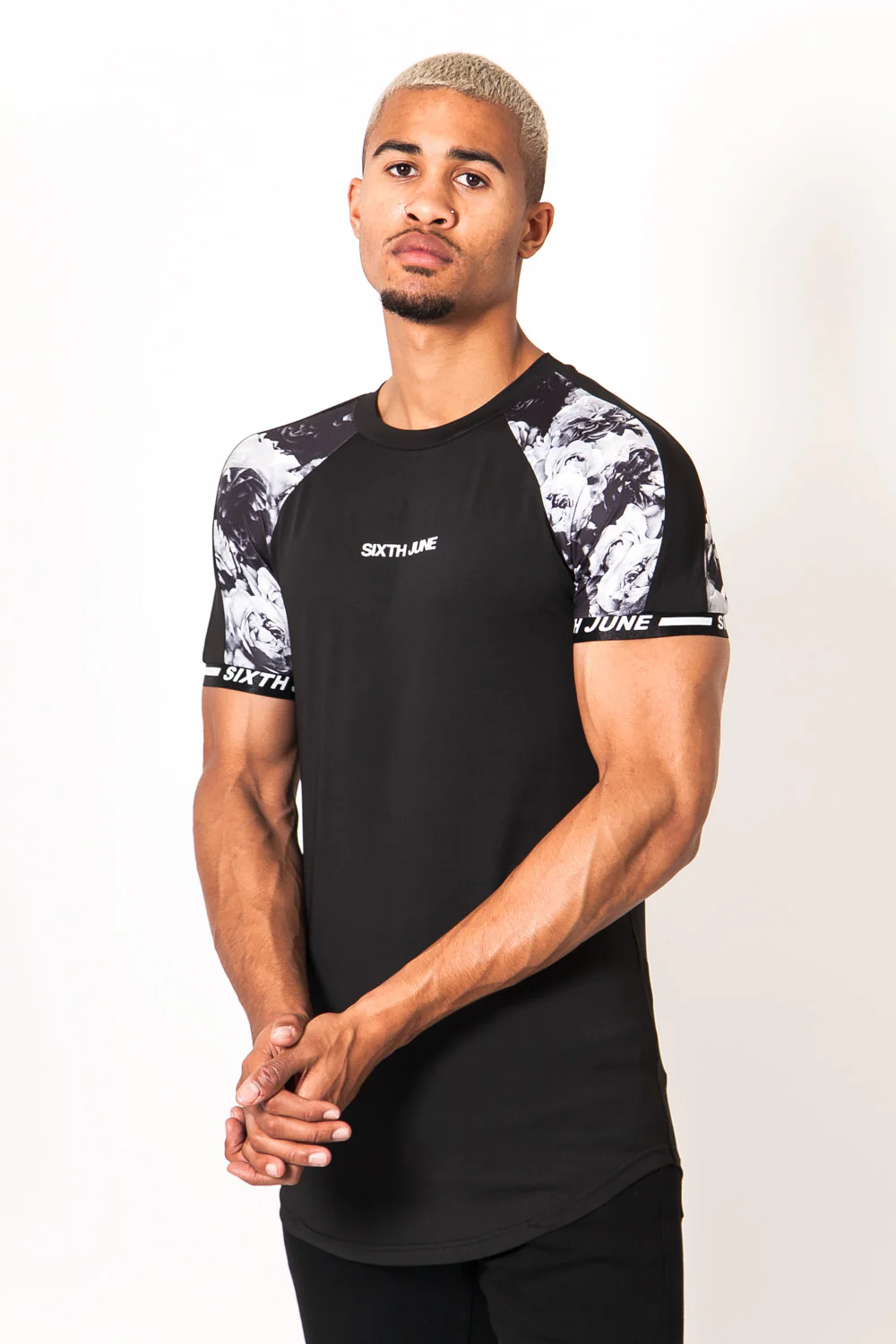 T-shirt rose bicolore imprimé Noir - Image 3