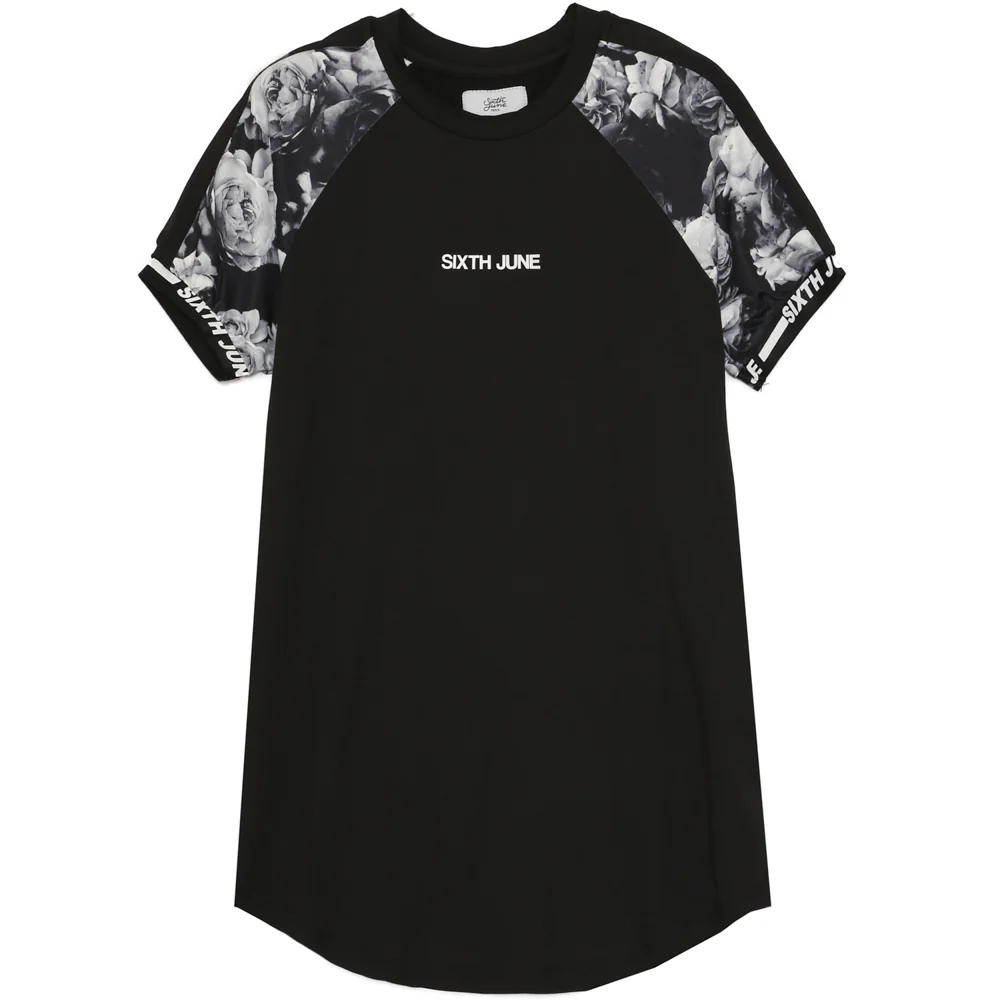 T-shirt rose bicolore imprimé Noir - Image 5
