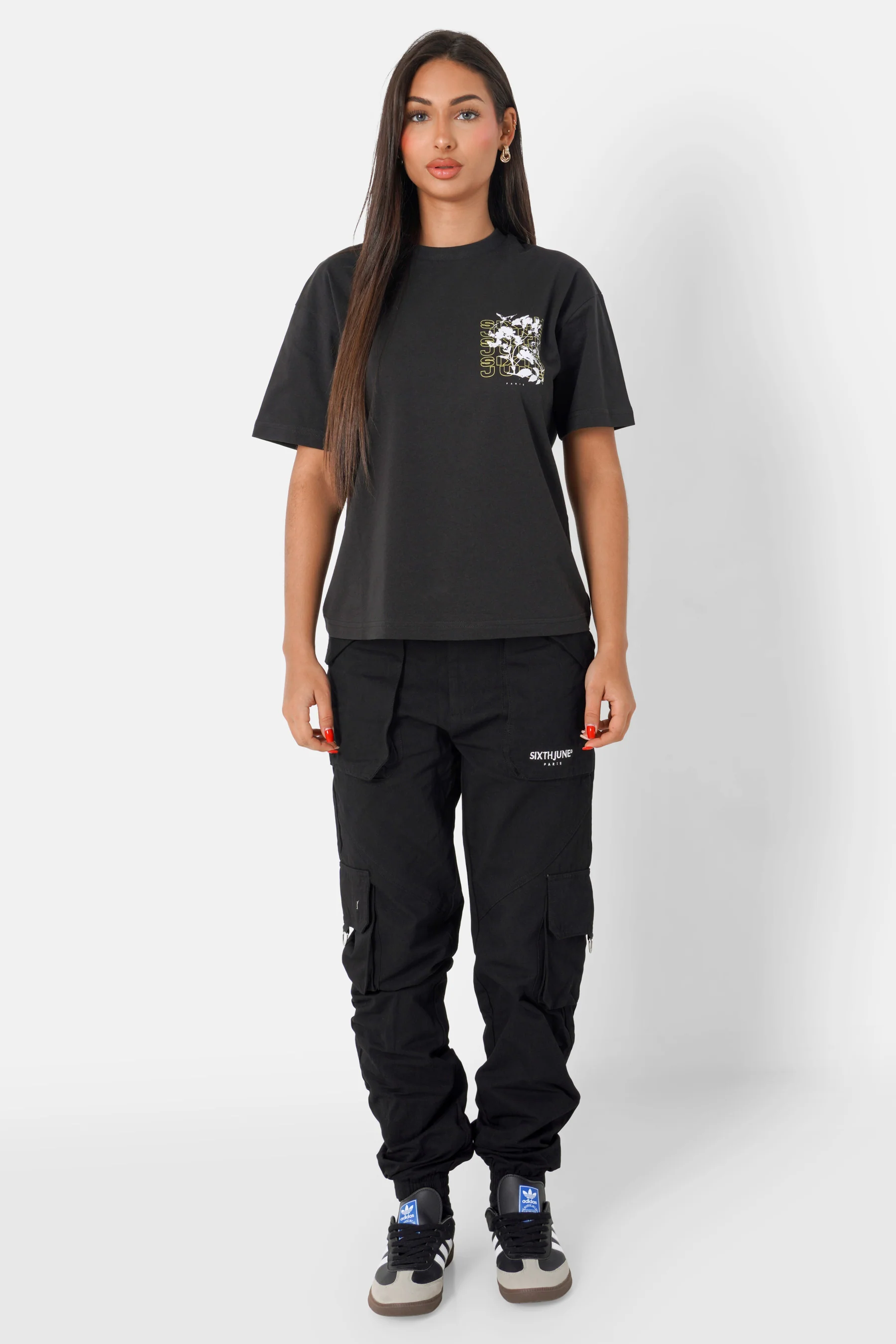 T-shirt imprimé floral logo Noir - Image 2