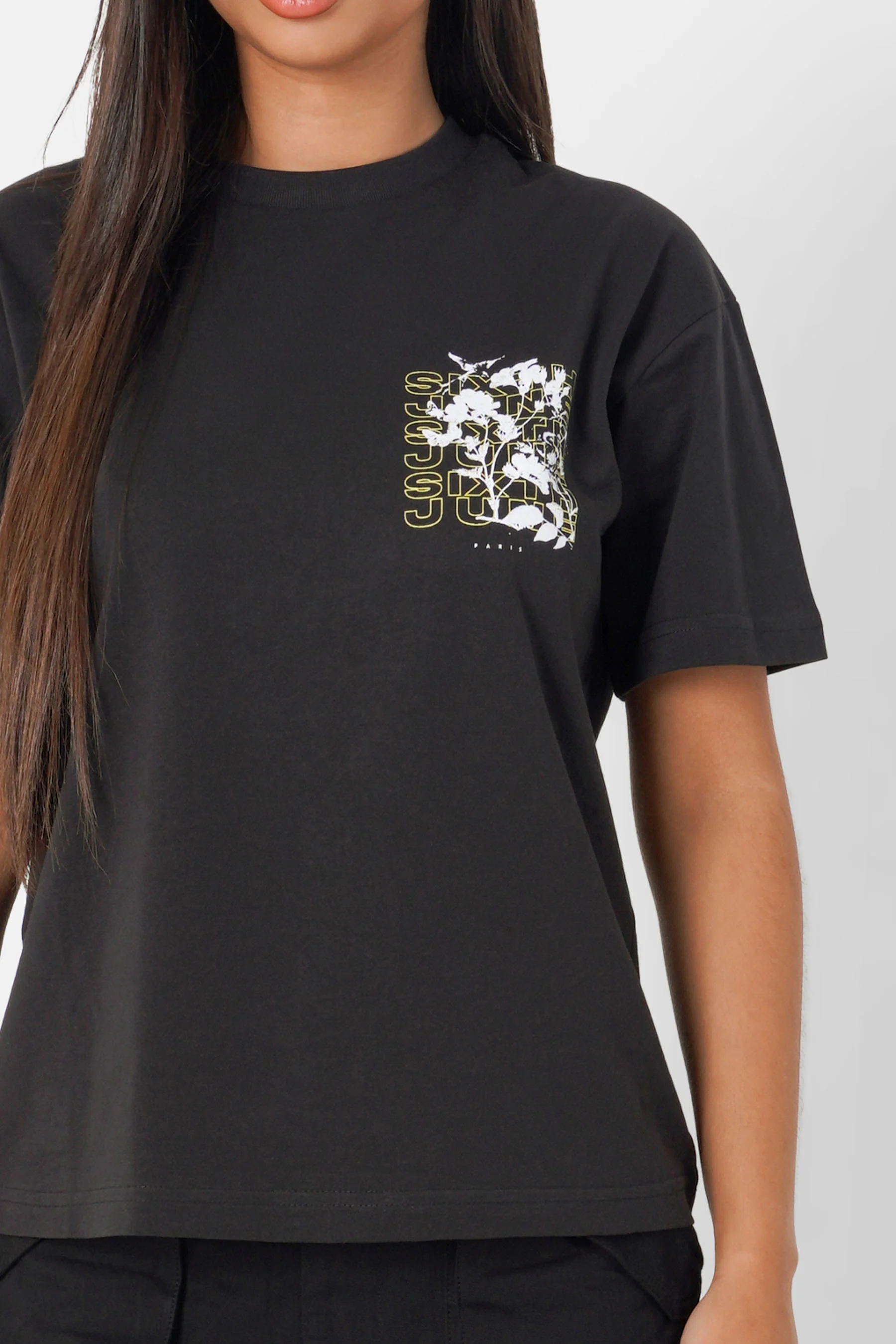T-shirt imprimé floral logo Noir - Image 3