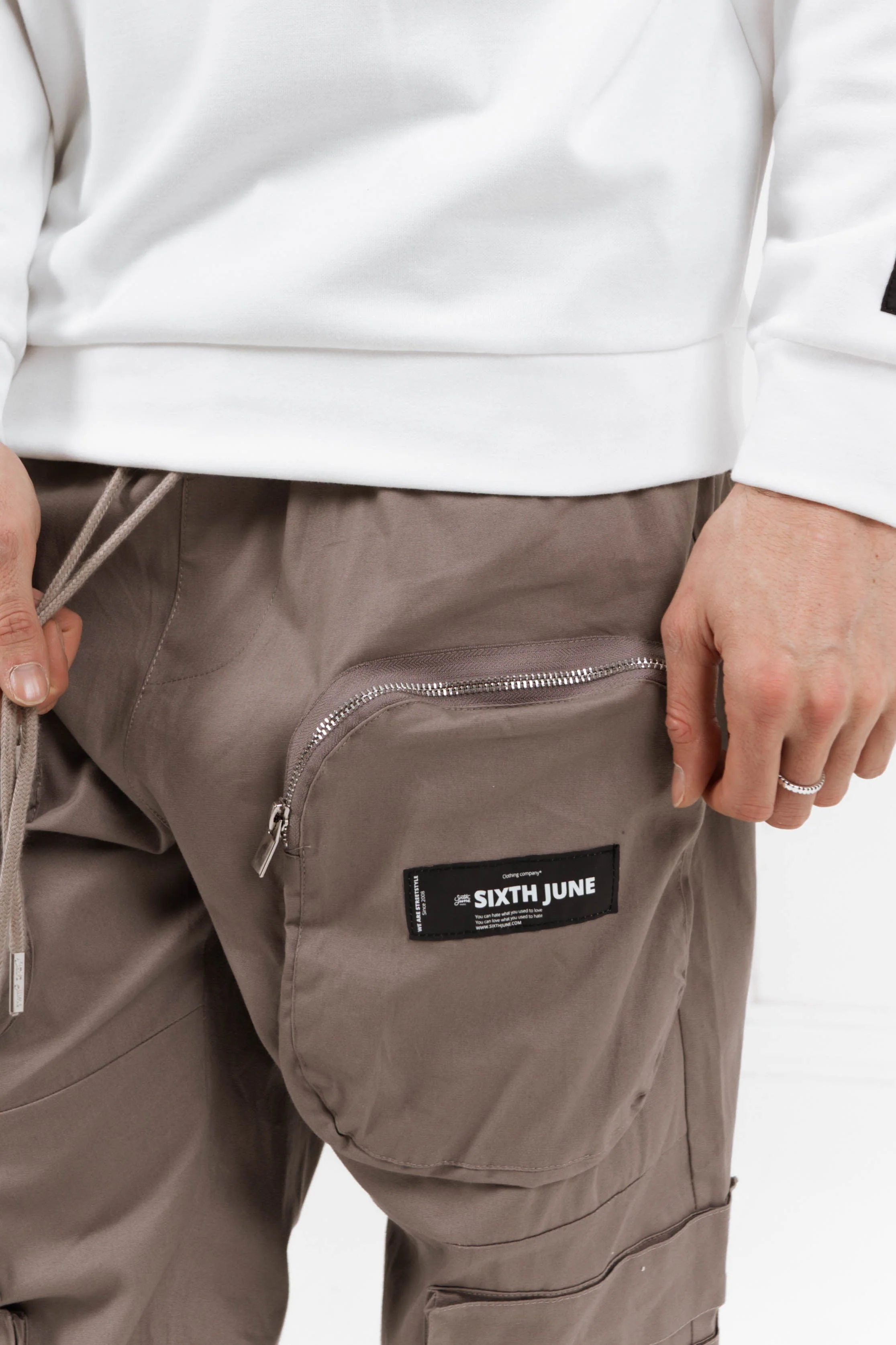 Pantalon cargo poche zip Marron - Image 3