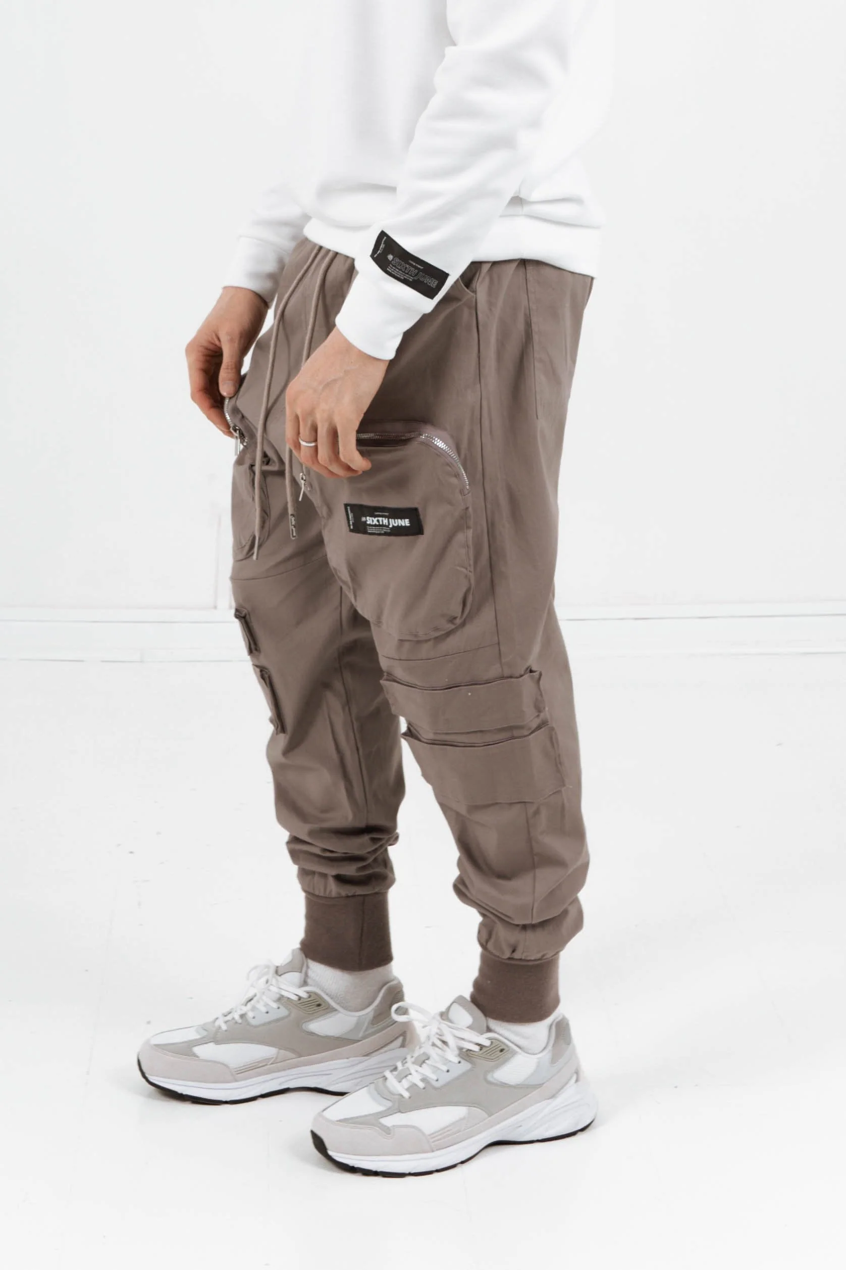Pantalon cargo poche zip Marron - Image 4