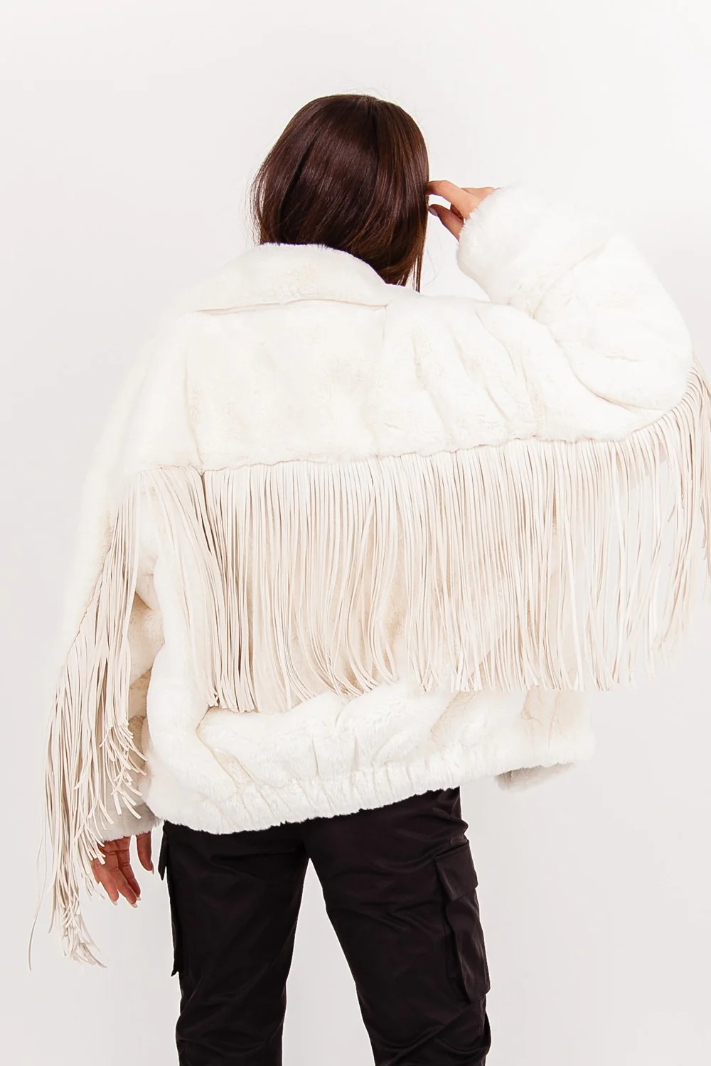Veste fausse fourrure franges Blanc cassé - Image 5
