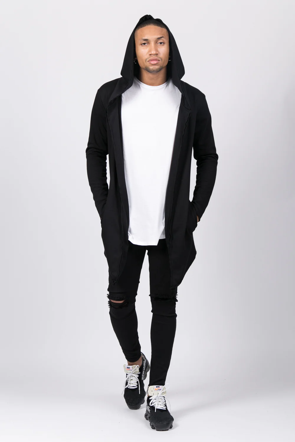 Gilet long capuche noir cv139254 - Image 2
