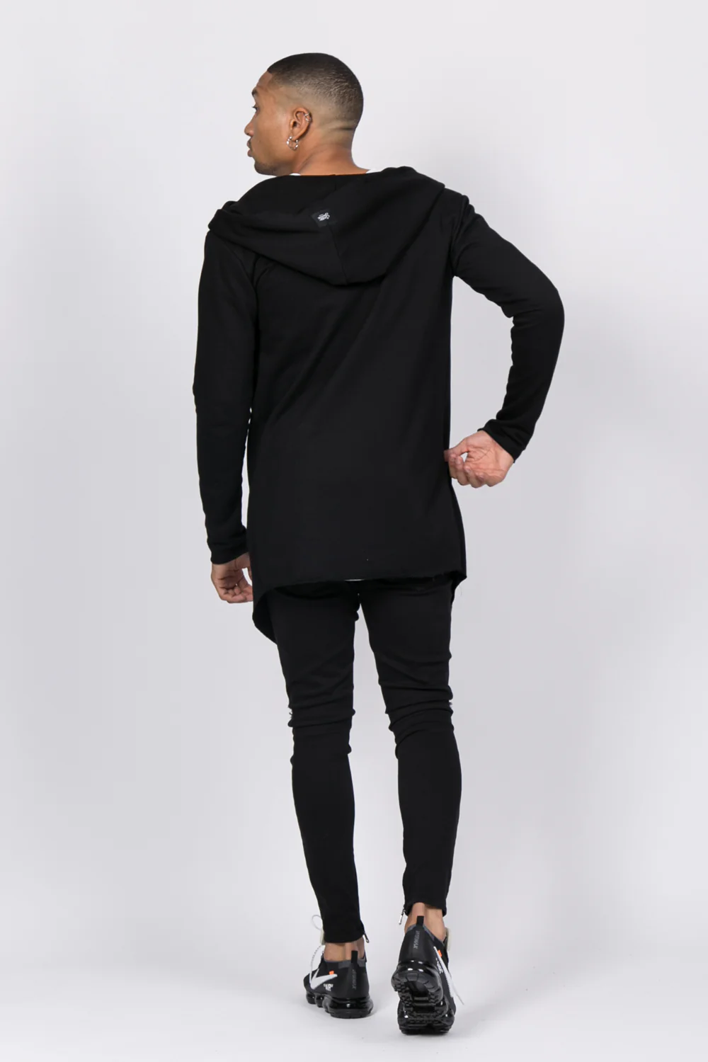 Gilet long capuche noir cv139254 - Image 3