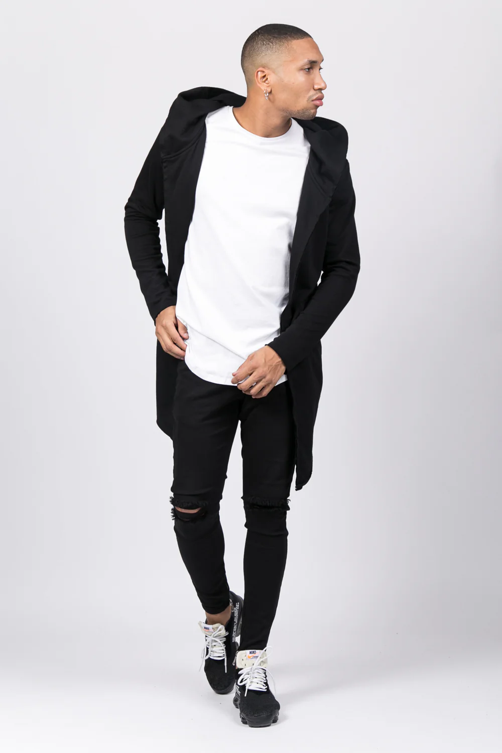 Gilet long capuche noir cv139254 - Image 4