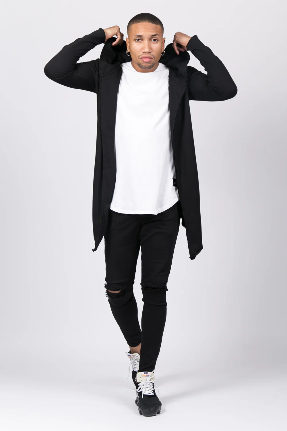 Gilet long capuche noir cv139254 - Image 5
