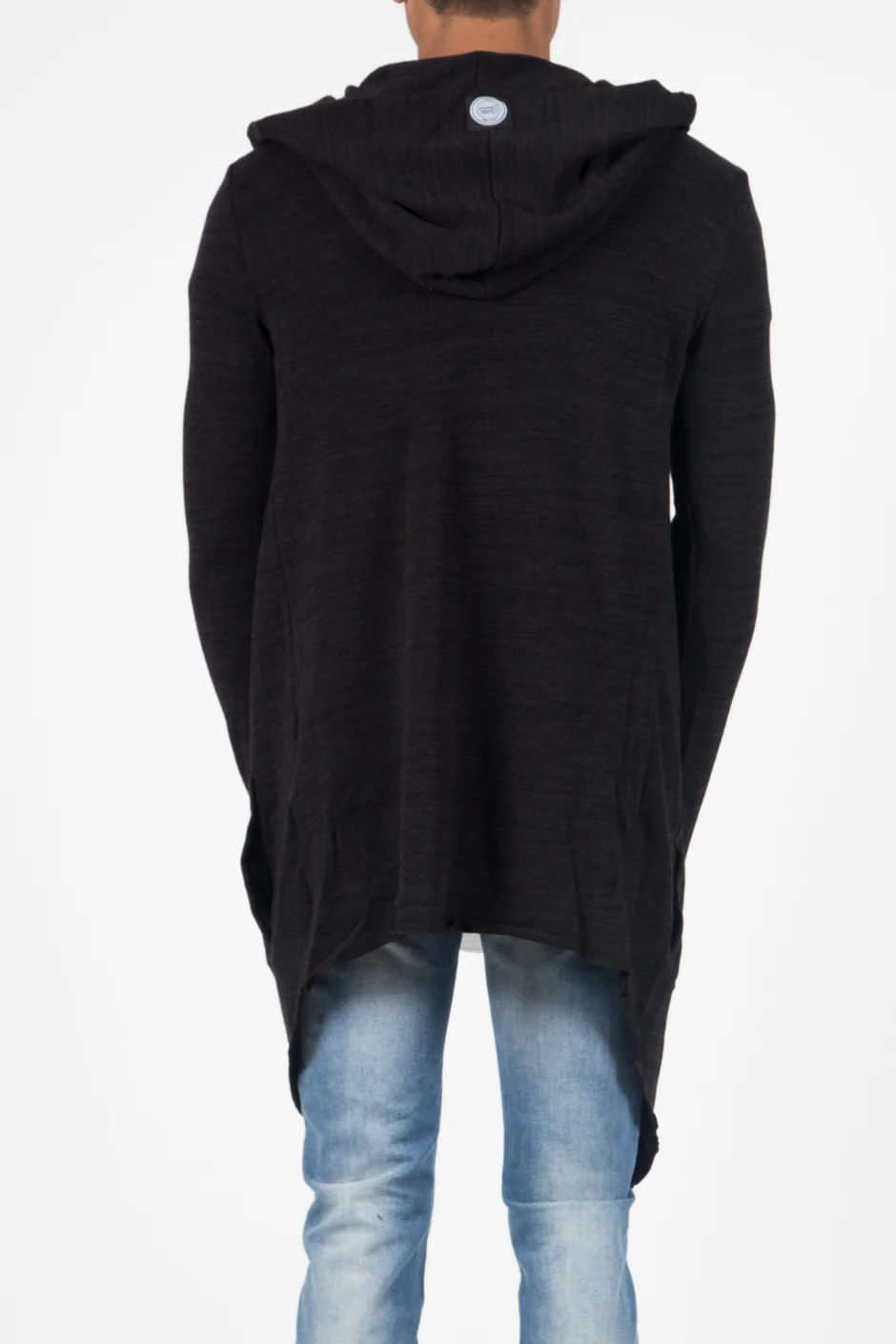 Gilet long capuche chiné noir 421CV - Image 2
