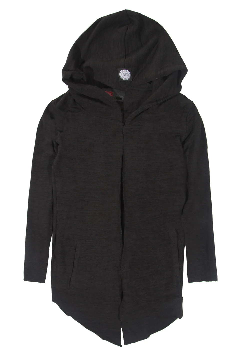 Gilet long capuche chiné noir 421CV - Image 5
