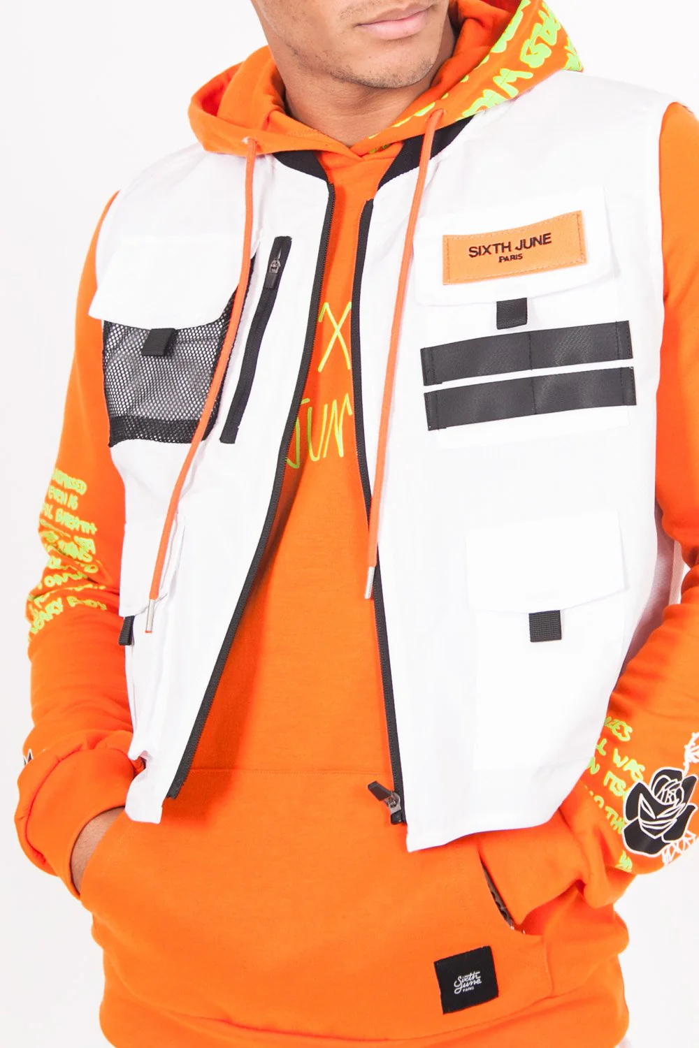 Gilet multipoches court blanc - Image 3