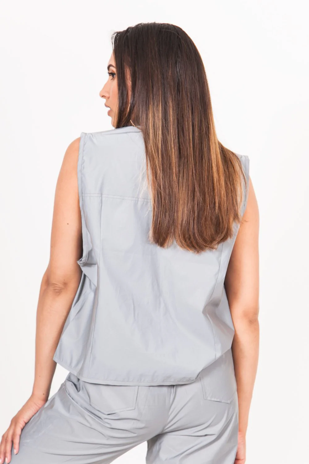 Gilet multipoches réfléchissant gris - Image 5