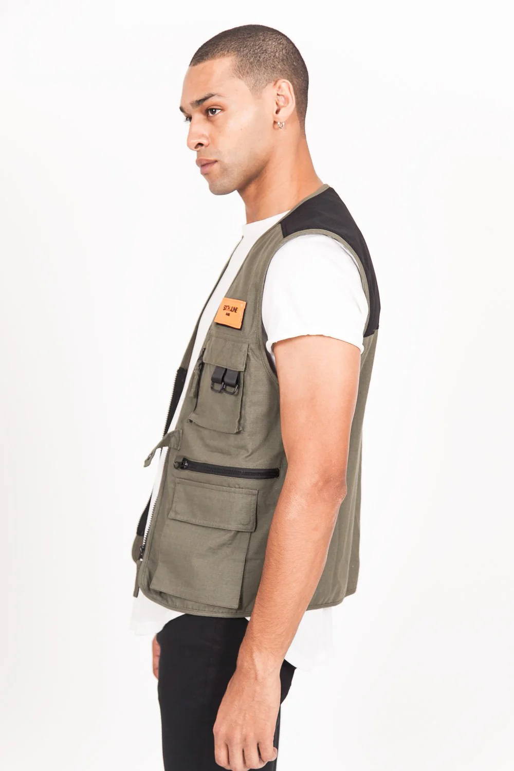 Gilet multipoches sans manches kaki - Image 4