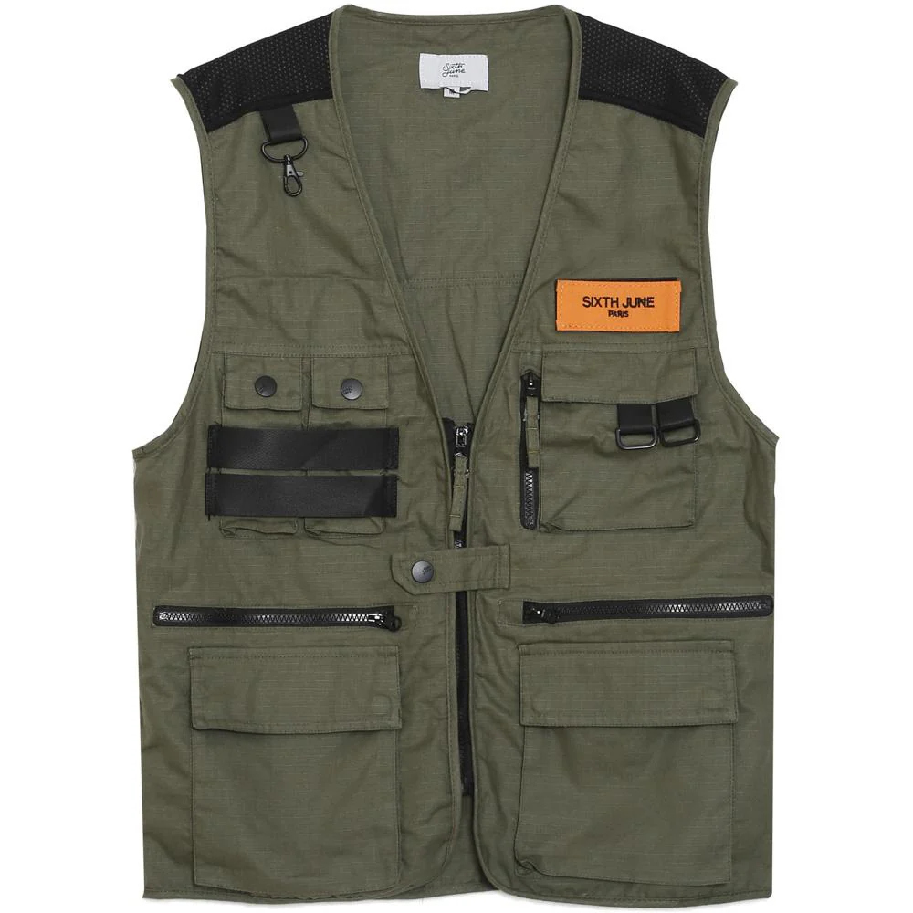 Gilet multipoches sans manches kaki - Image 6