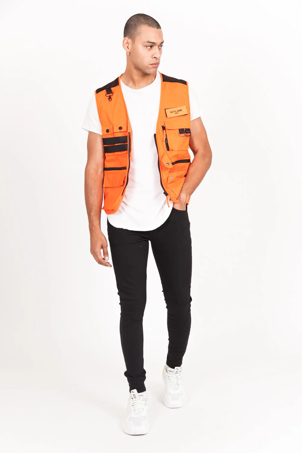 Gilet multipoches sans manches orange - Image 2