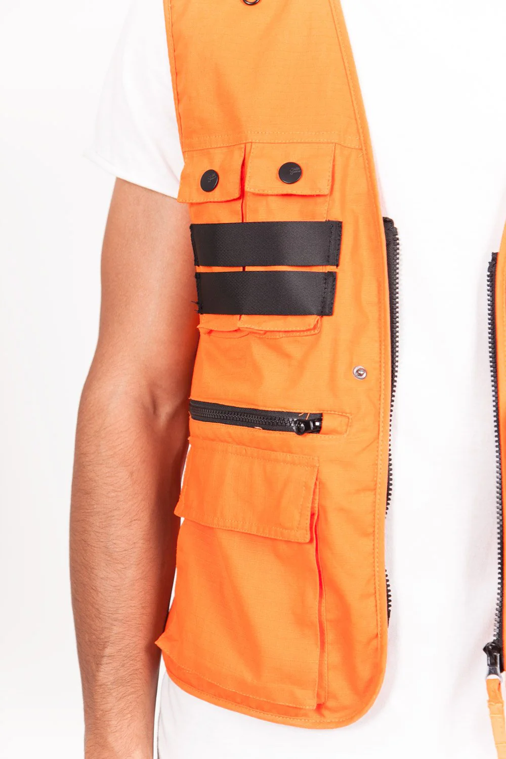 Gilet multipoches sans manches orange - Image 4