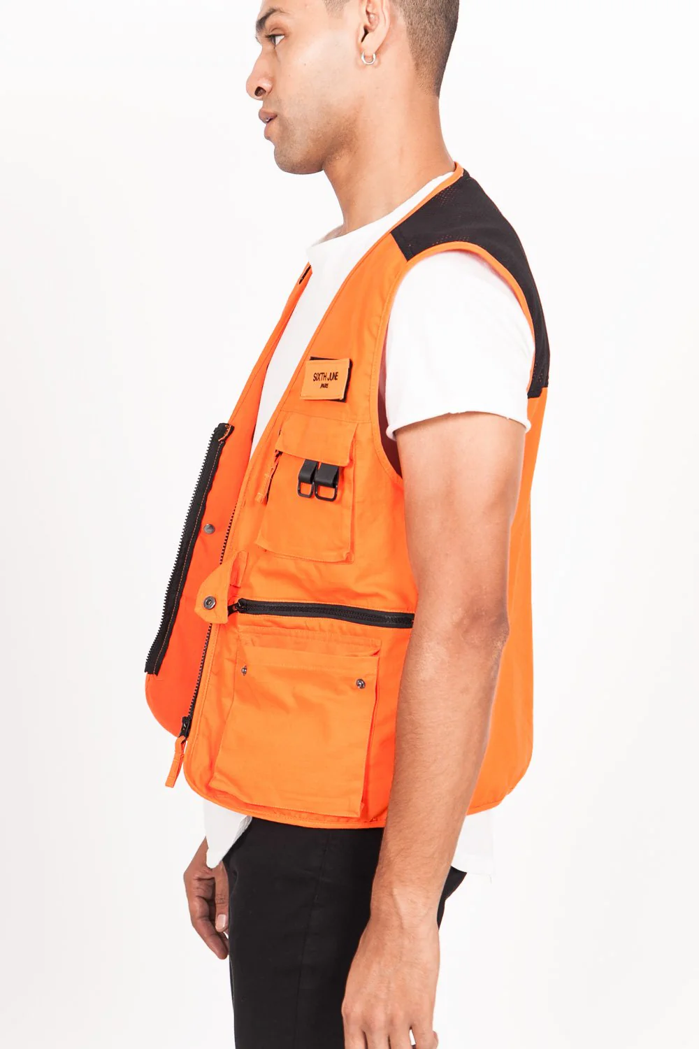 Gilet multipoches sans manches orange - Image 5