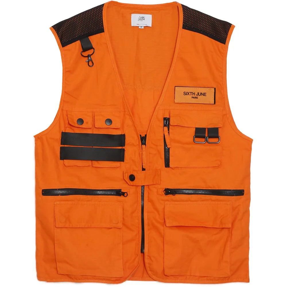 Gilet multipoches sans manches orange - Image 8