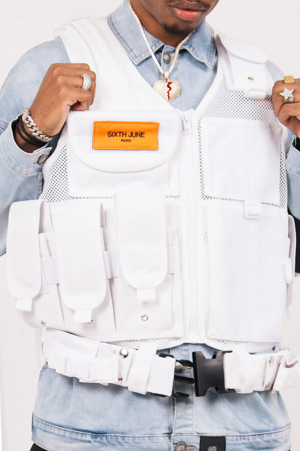 Gilet tactique poches Propaganda blanc - Image 6