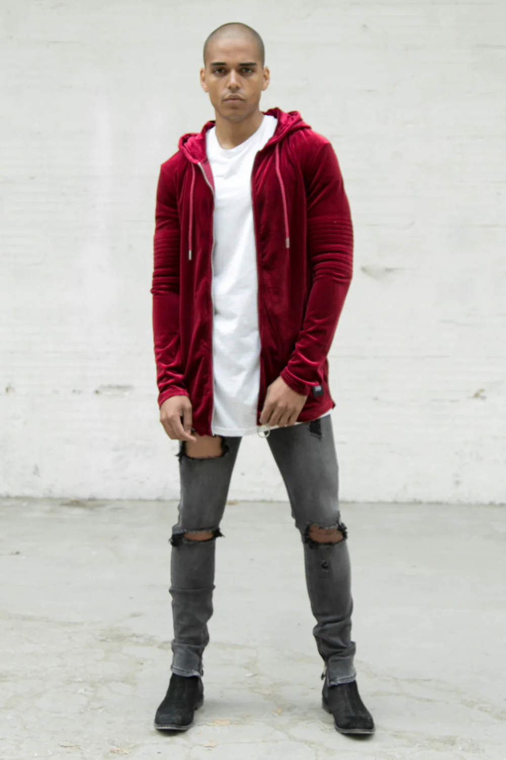 Gilet velours biker bordeaux - Image 2