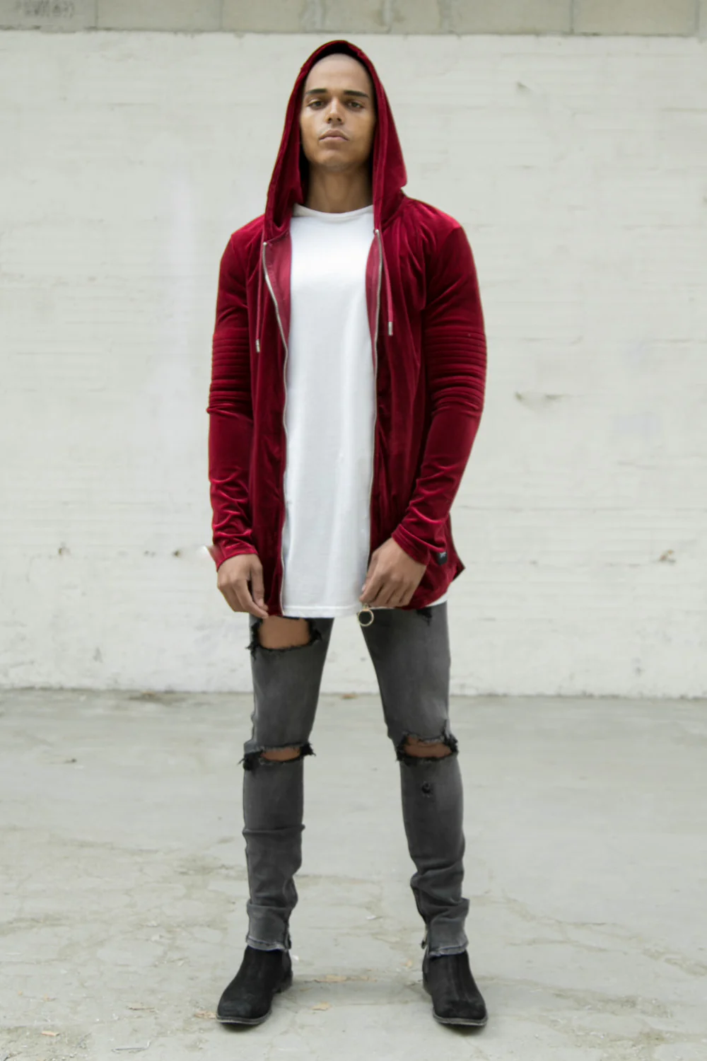 Gilet velours biker bordeaux - Image 4