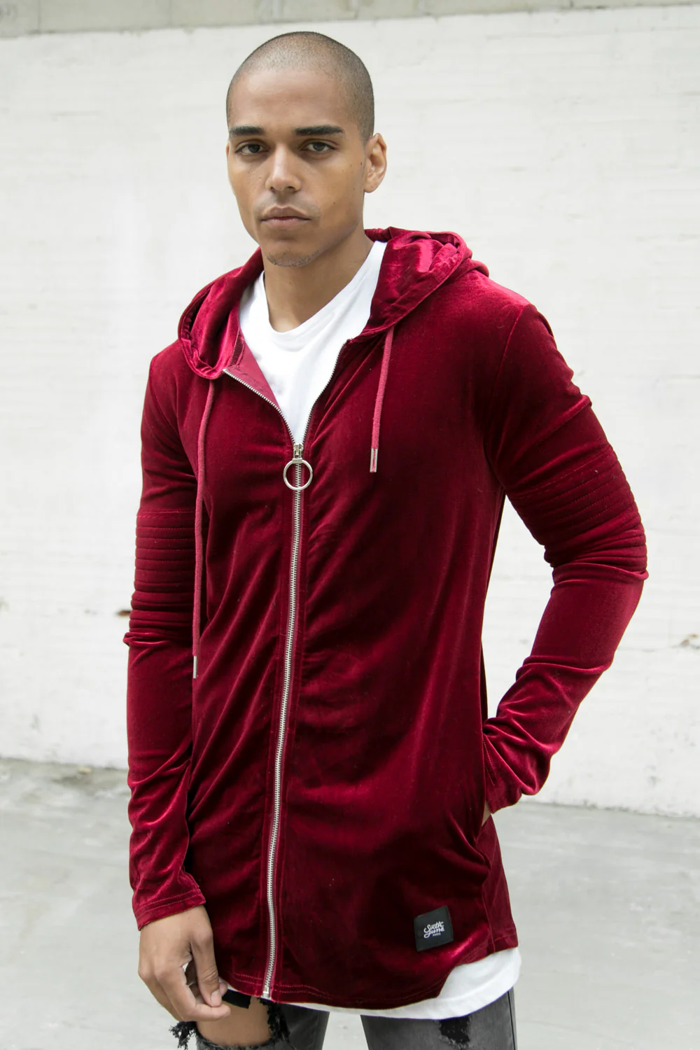 Gilet velours biker bordeaux - Image 5