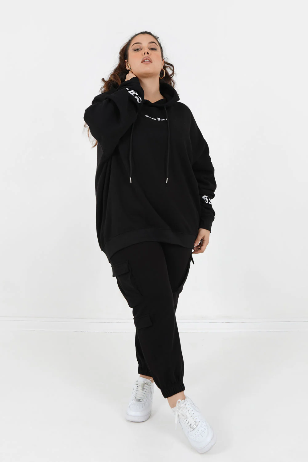 Sweat capuche crew manches Noir - Image 2