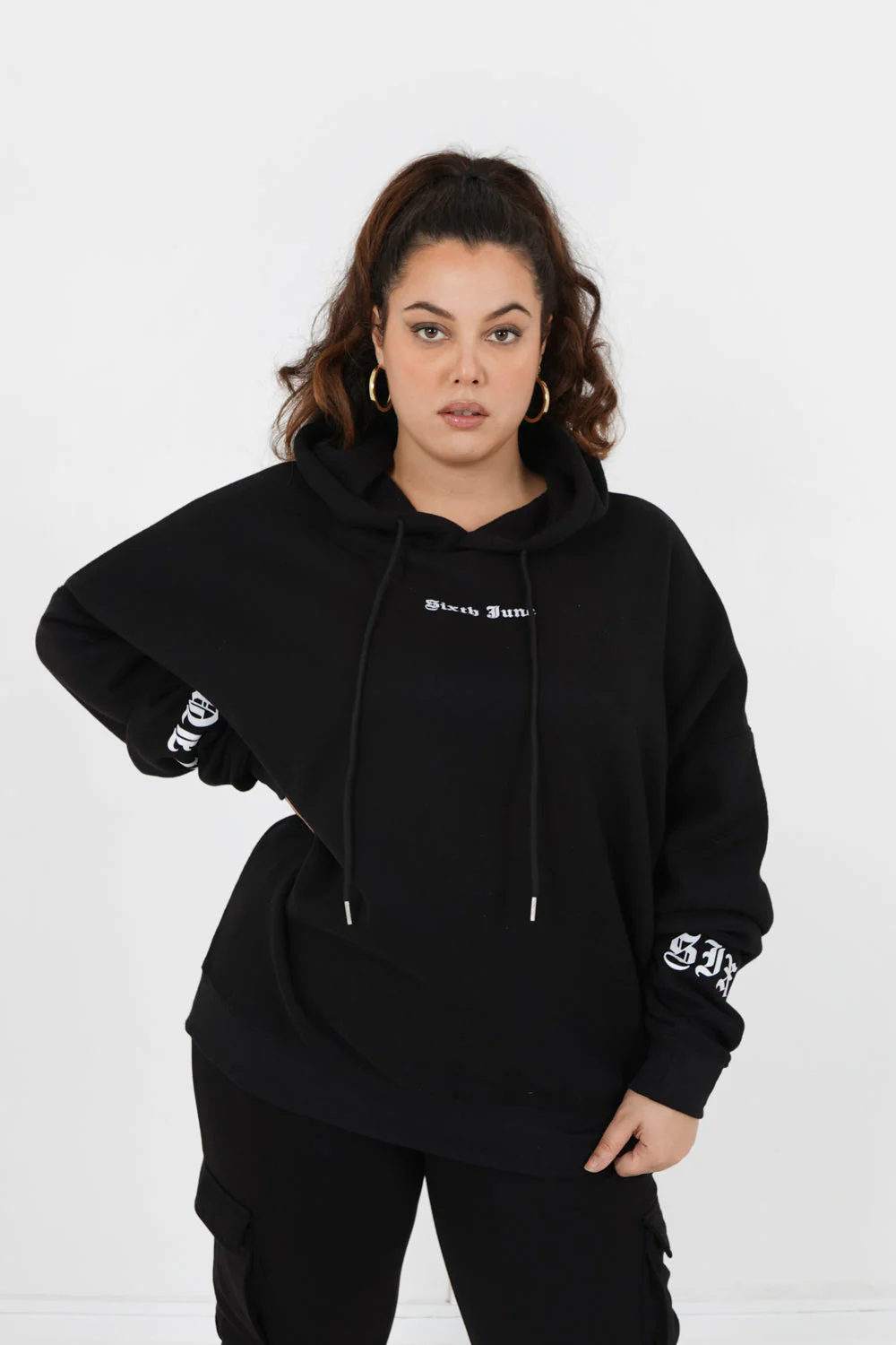 Sweat capuche crew manches Noir - Image 5