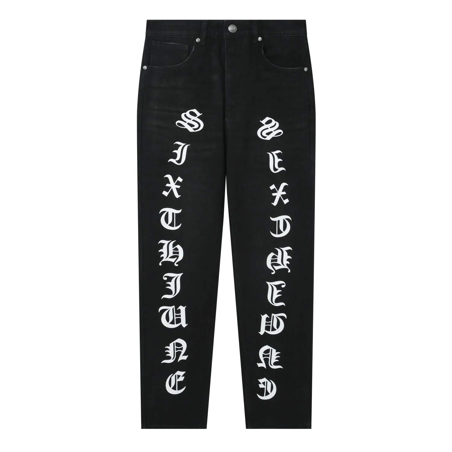 Jean droit logo gothique Noir - Image 6