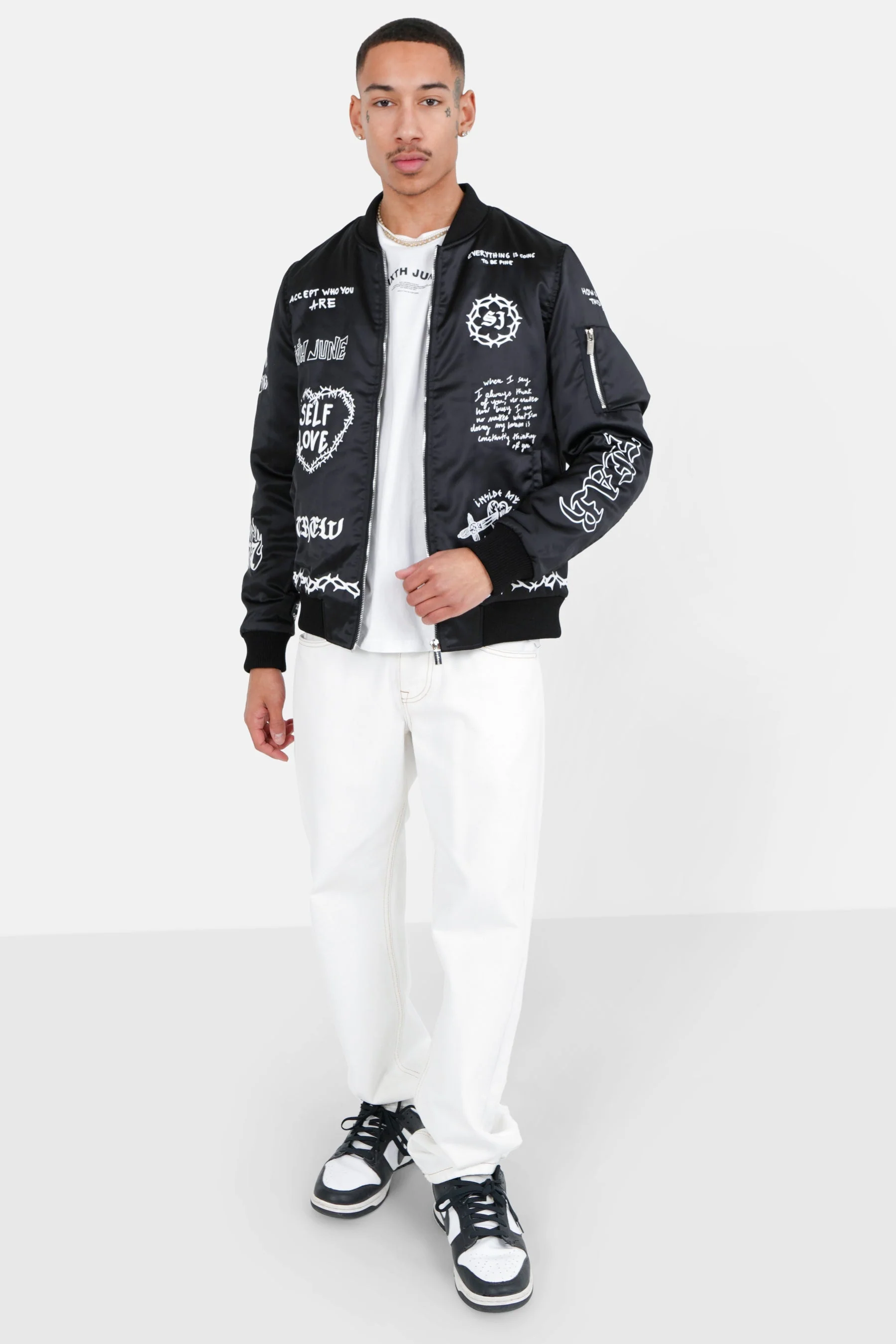 Veste inscription gothique Noir - Image 2
