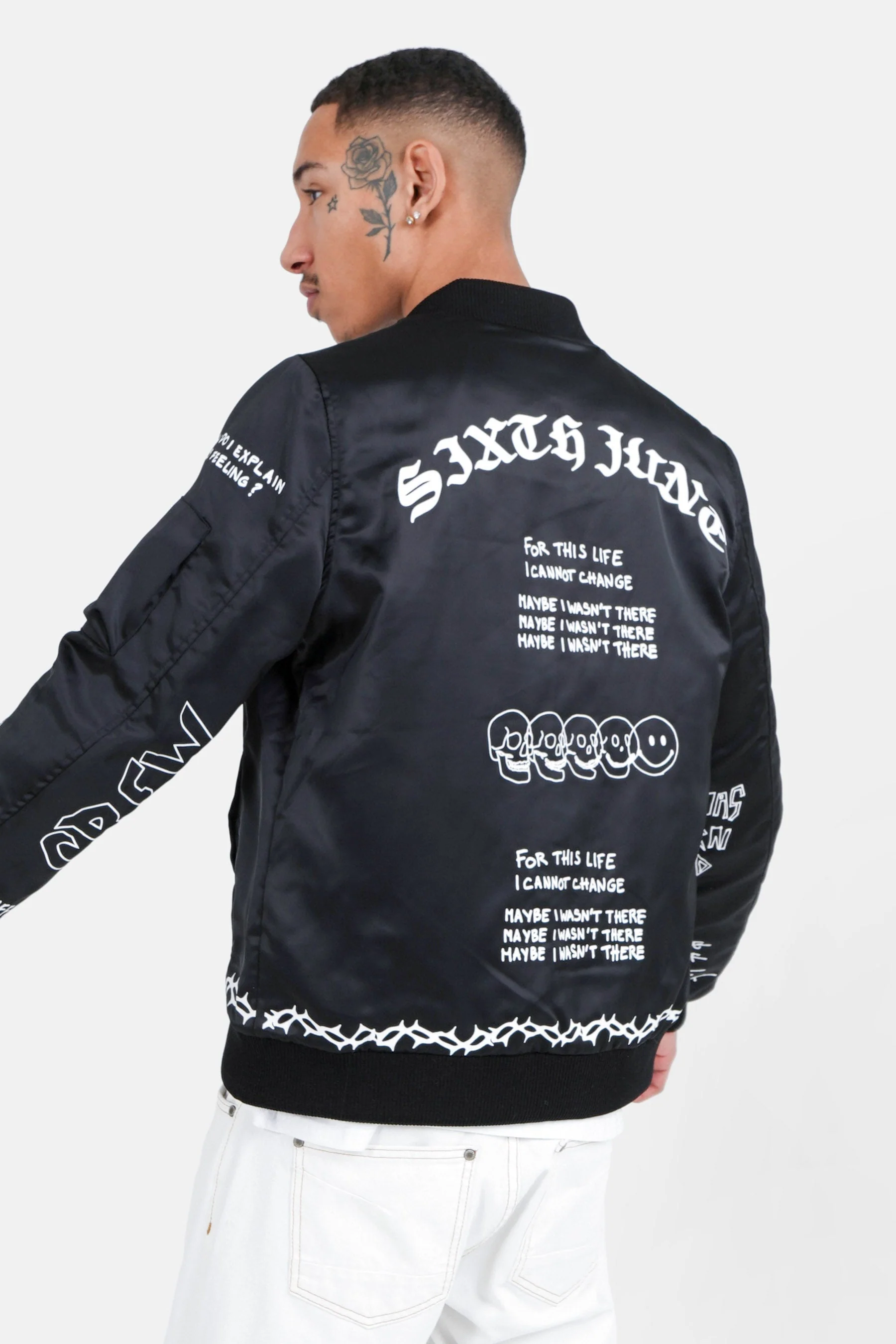 Veste inscription gothique Noir - Image 5