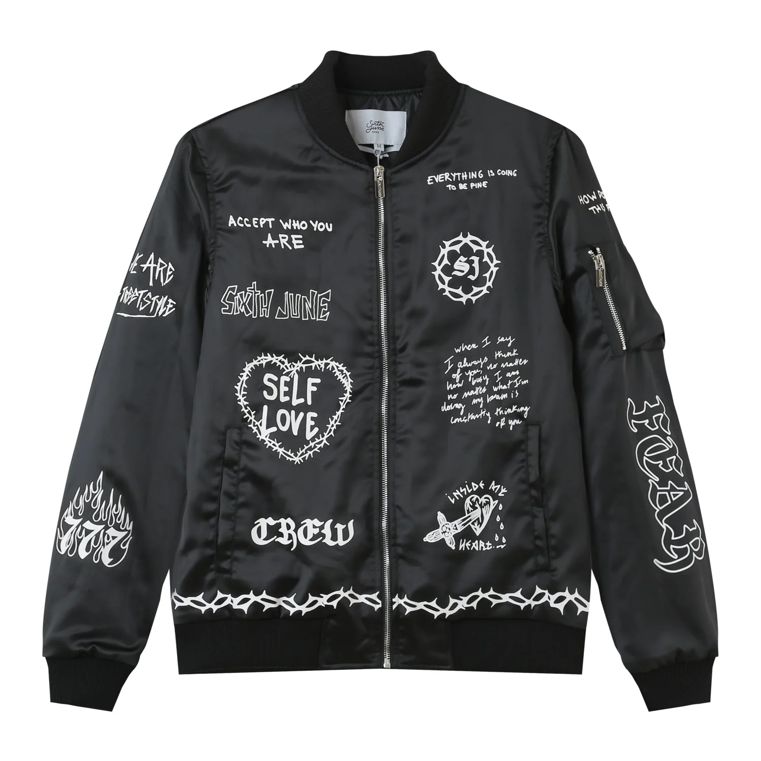 Veste inscription gothique Noir - Image 6