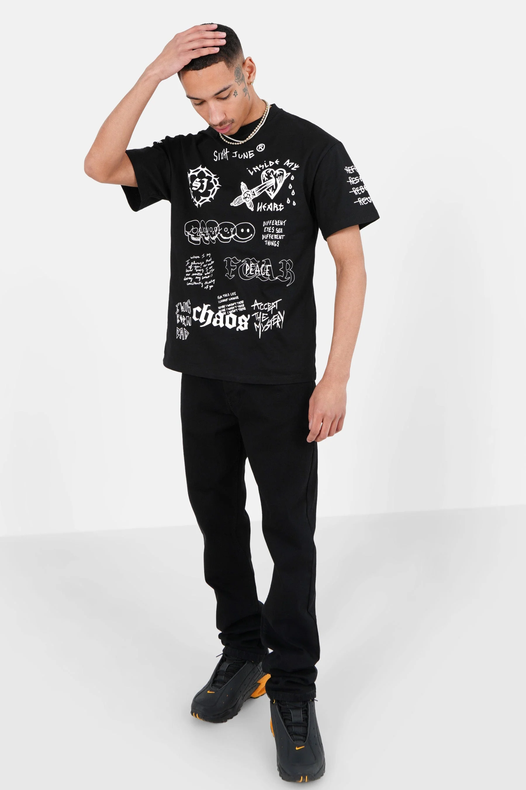T-shirt inscription gothique Noir - Image 2
