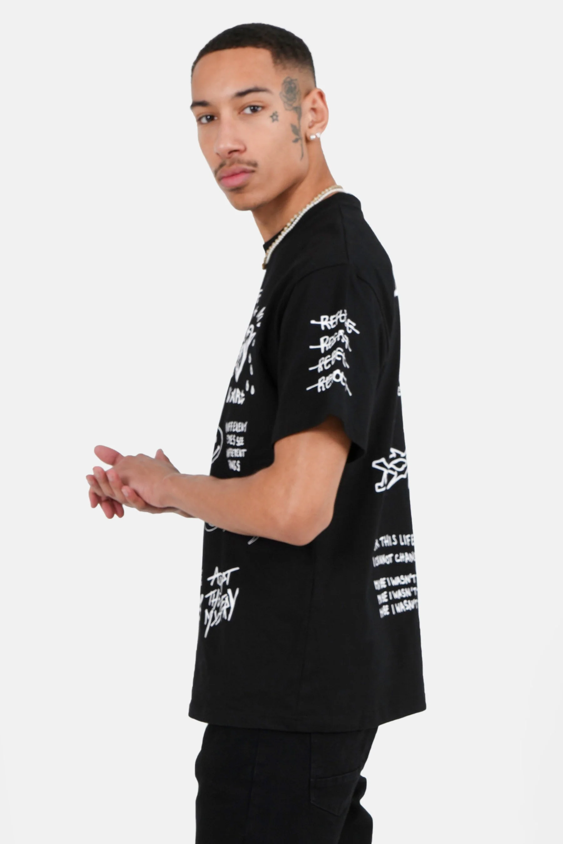 T-shirt inscription gothique Noir - Image 4