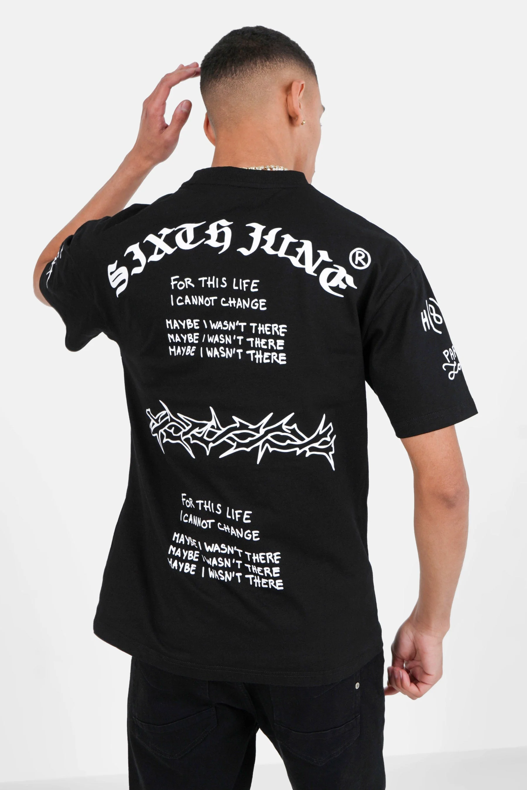 T-shirt inscription gothique Noir - Image 5