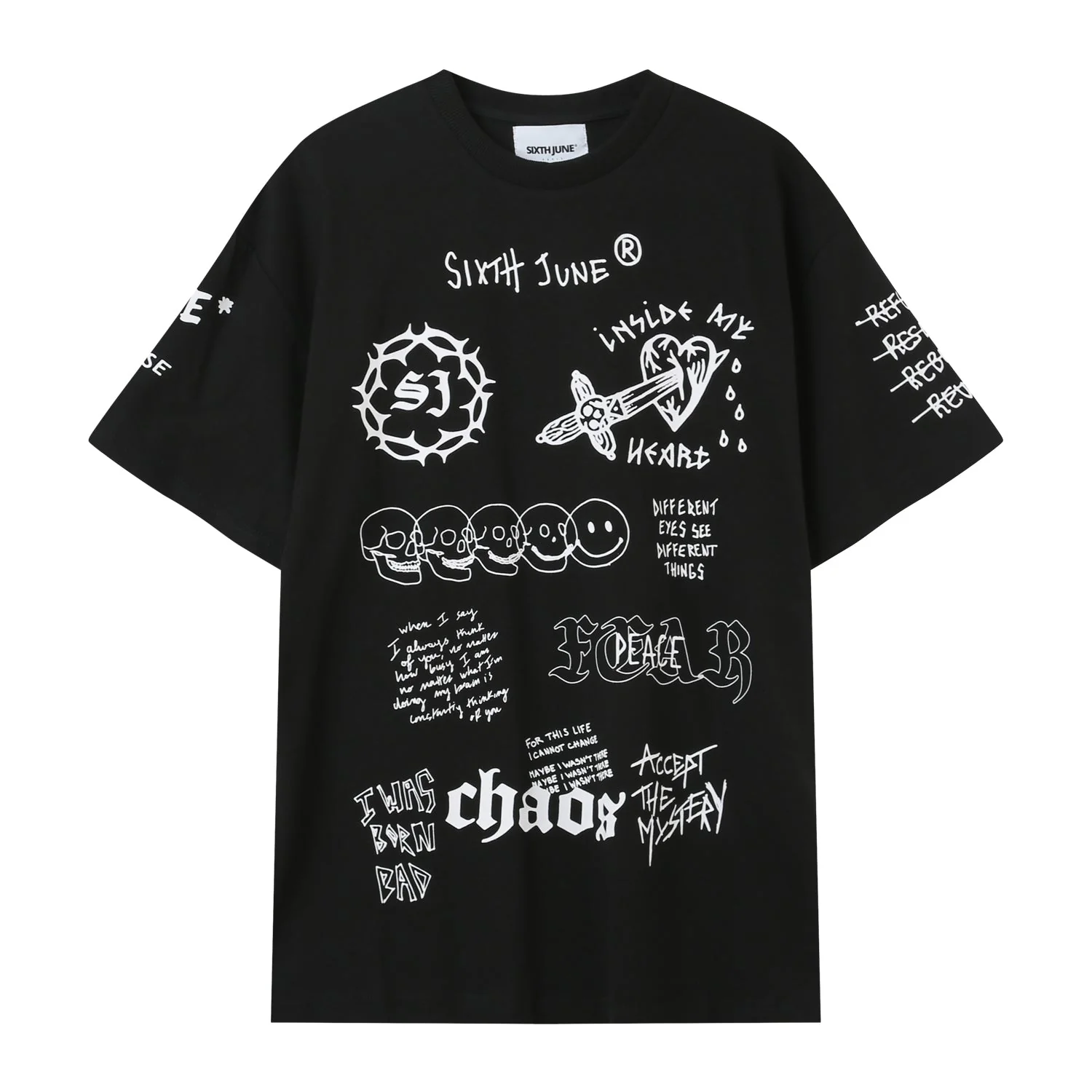 T-shirt inscription gothique Noir - Image 6
