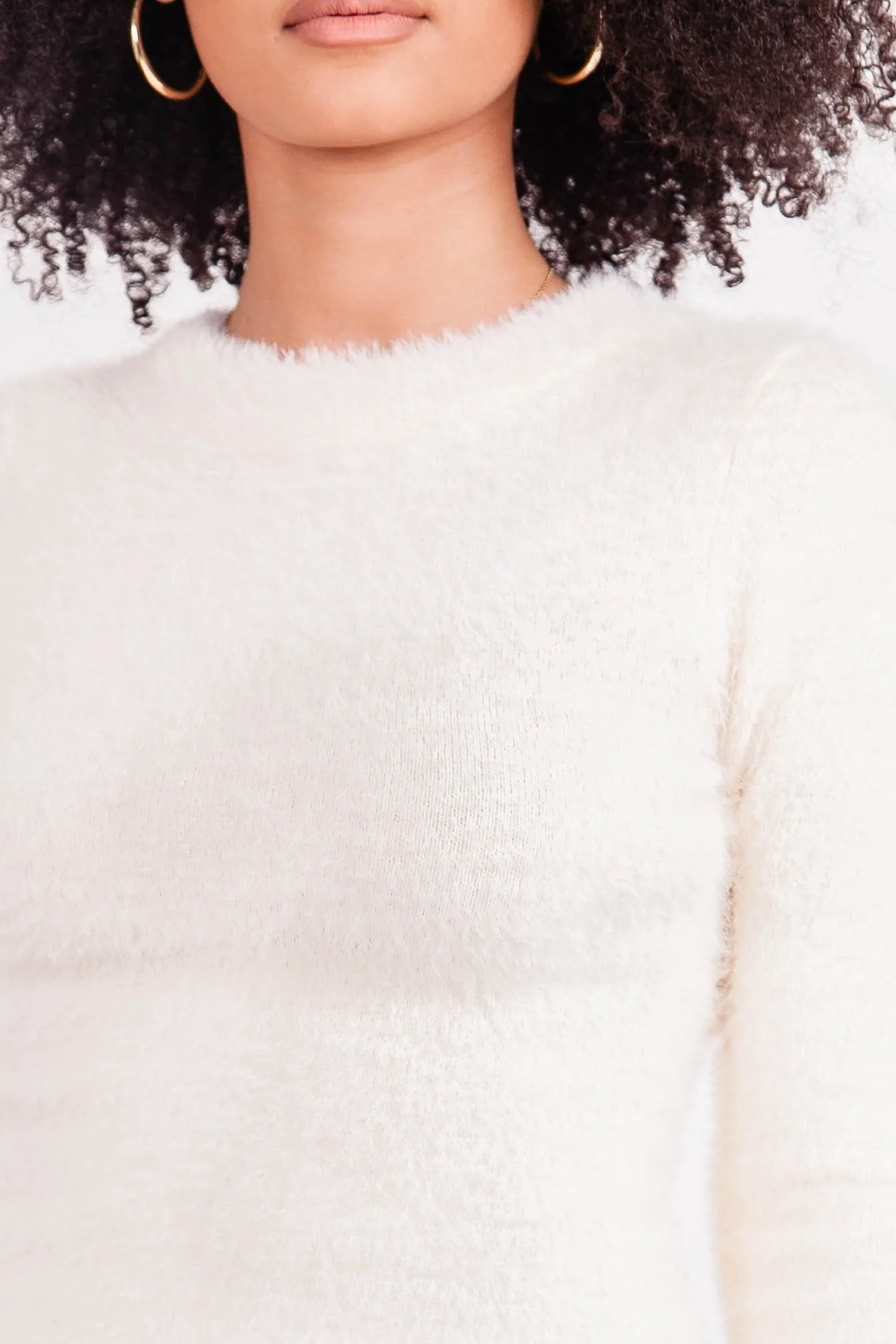 Robe courte duveteuse Blanc cassé - Image 3