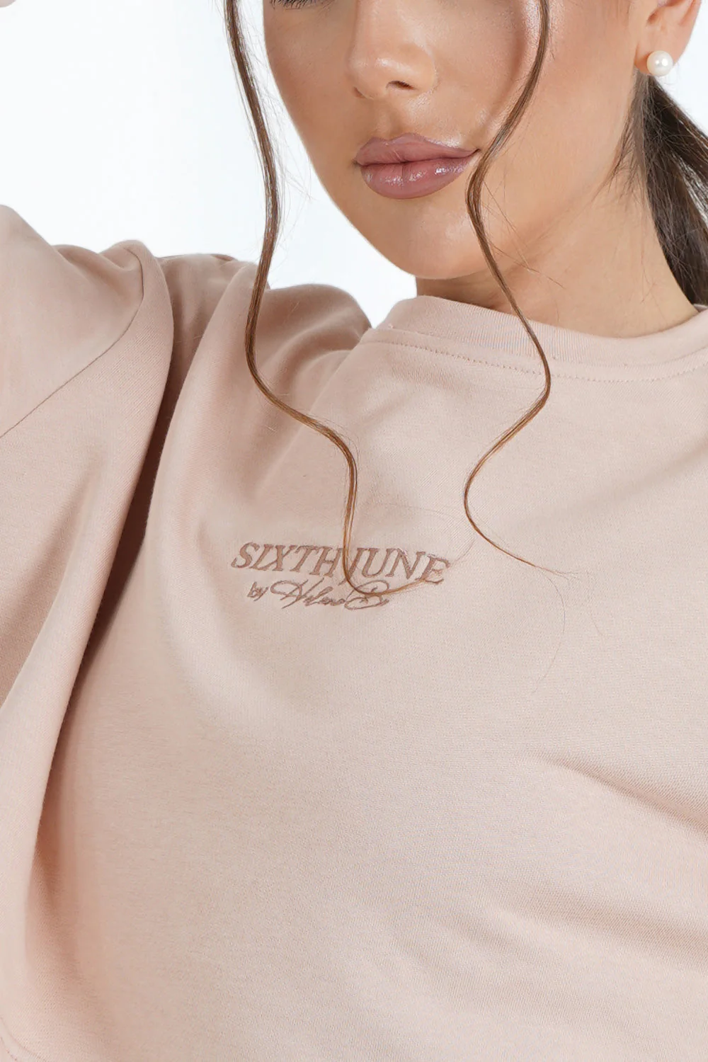 HELENA BU | Sweatshirt court Beige clair - Image 3