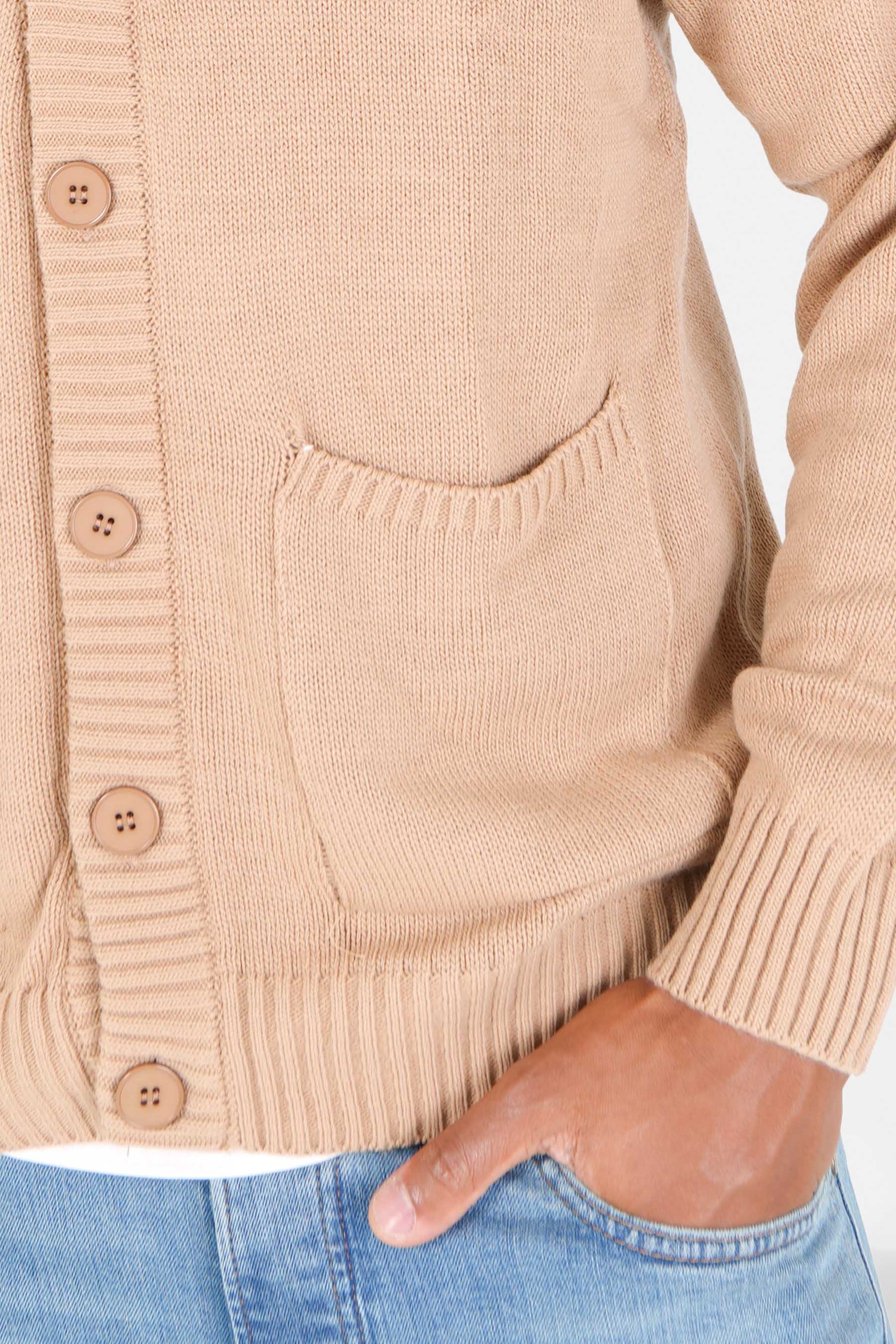 Cardigan maille coeur brodé Beige foncé - Image 4