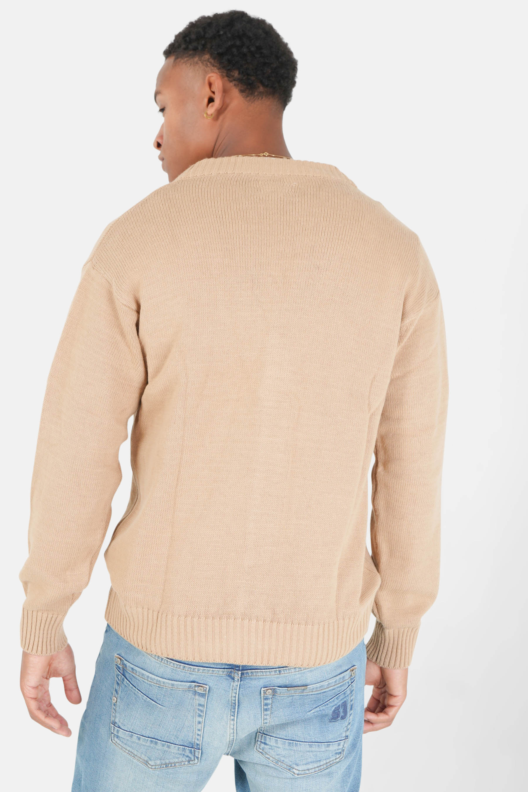 Cardigan maille coeur brodé Beige foncé - Image 5
