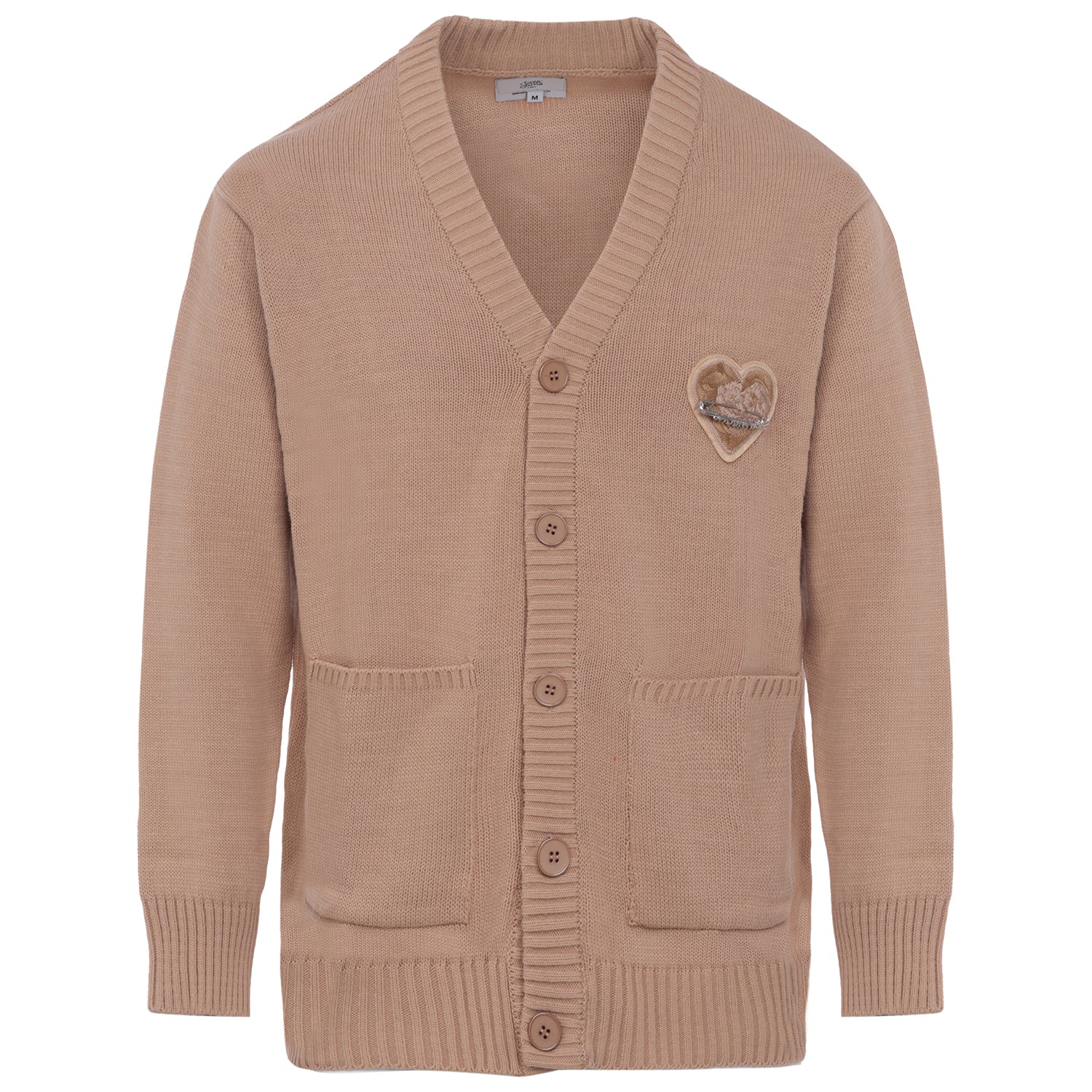 Cardigan maille coeur brodé Beige foncé - Image 6